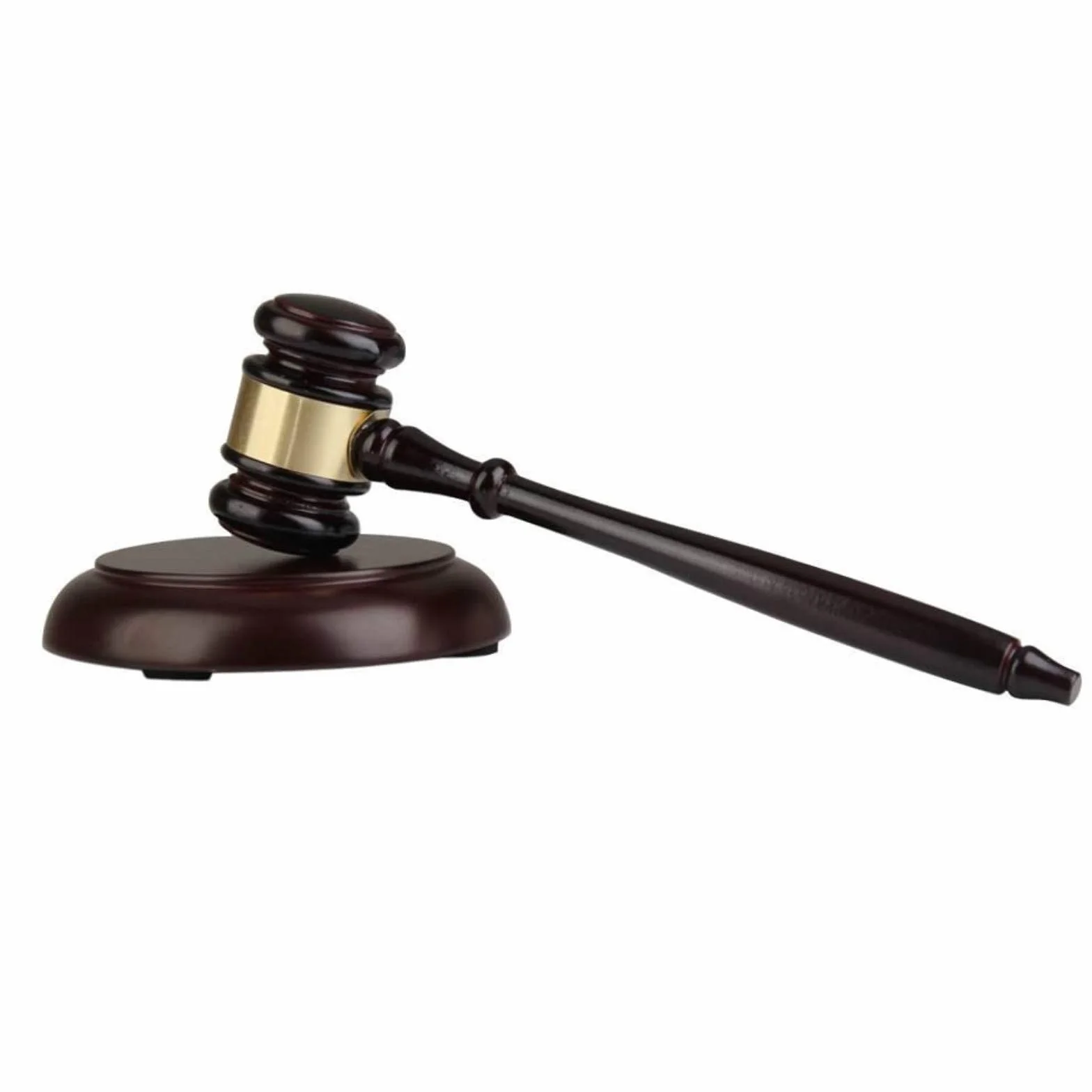 Martillo y bloque de madera para juez, abogado y subasta