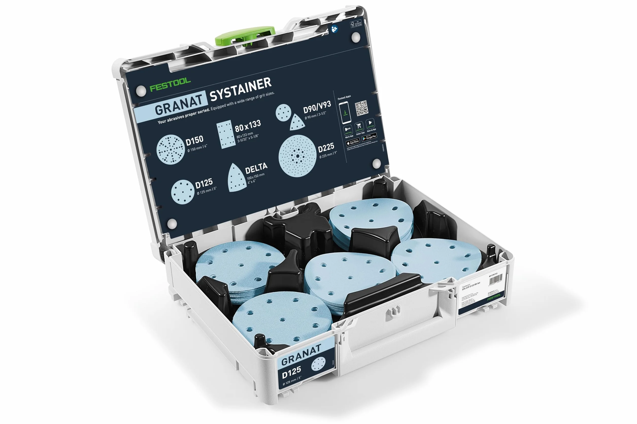 Festool Systainer³ para abrasivos SYS-STF D125 GR-Set