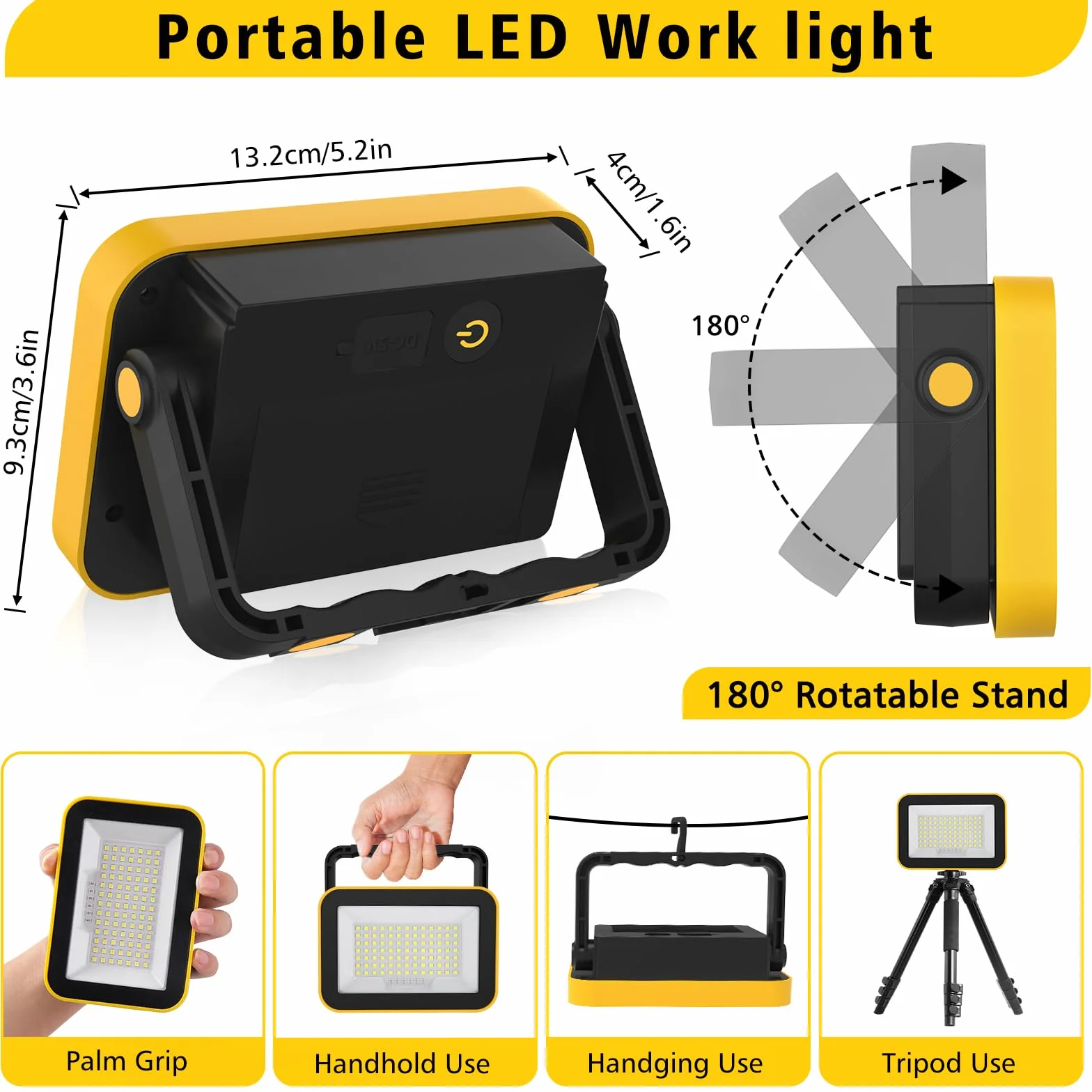 NATPOW Foco LED Recargable, 5 Modos Foco Led Bateria, Luz de Trabajo Portátil con Cable USB, IP65 Impermeable Foco Trabajo para Construcción, Garaje, Taller, Camping, Emergencia (2 unidades)