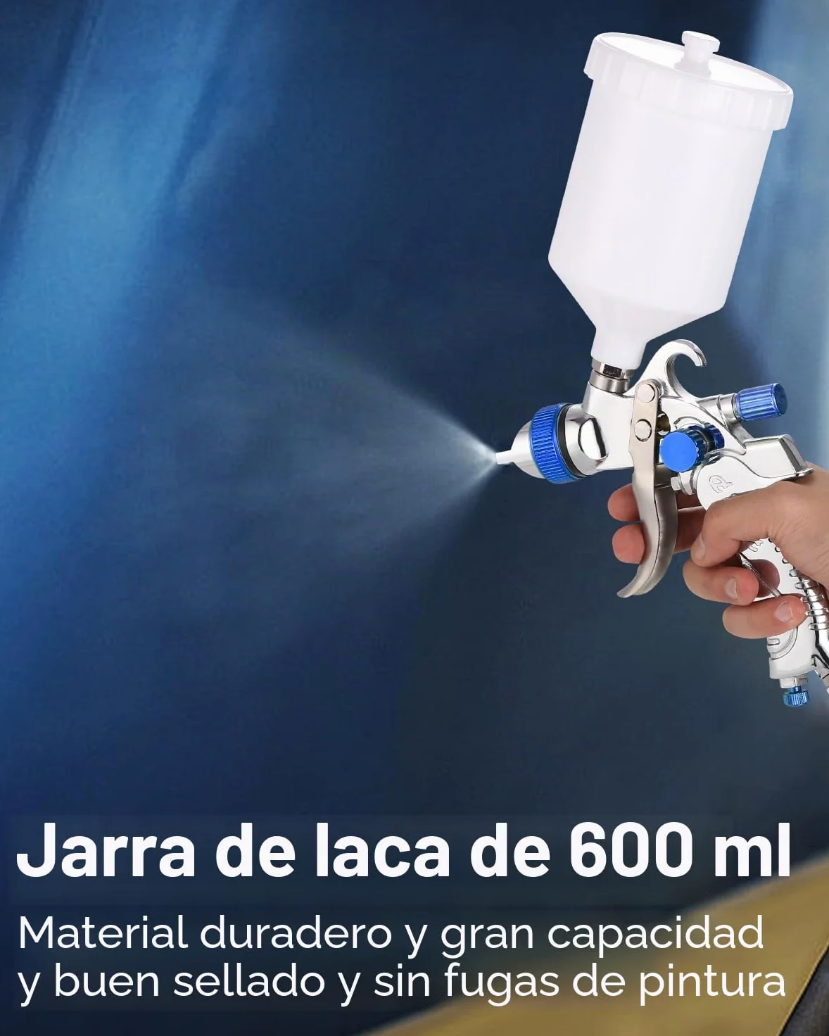 HVLP Pistola de Pintura Profesional, Pistola Pulverizadora de Pintura, Recipiente de Pintura 600 ml, 3 boquillas 1,4mm 1,7mm 2,0mm, Alimentación por Gravedad Pistola Rociadora para Automóviles, Techos