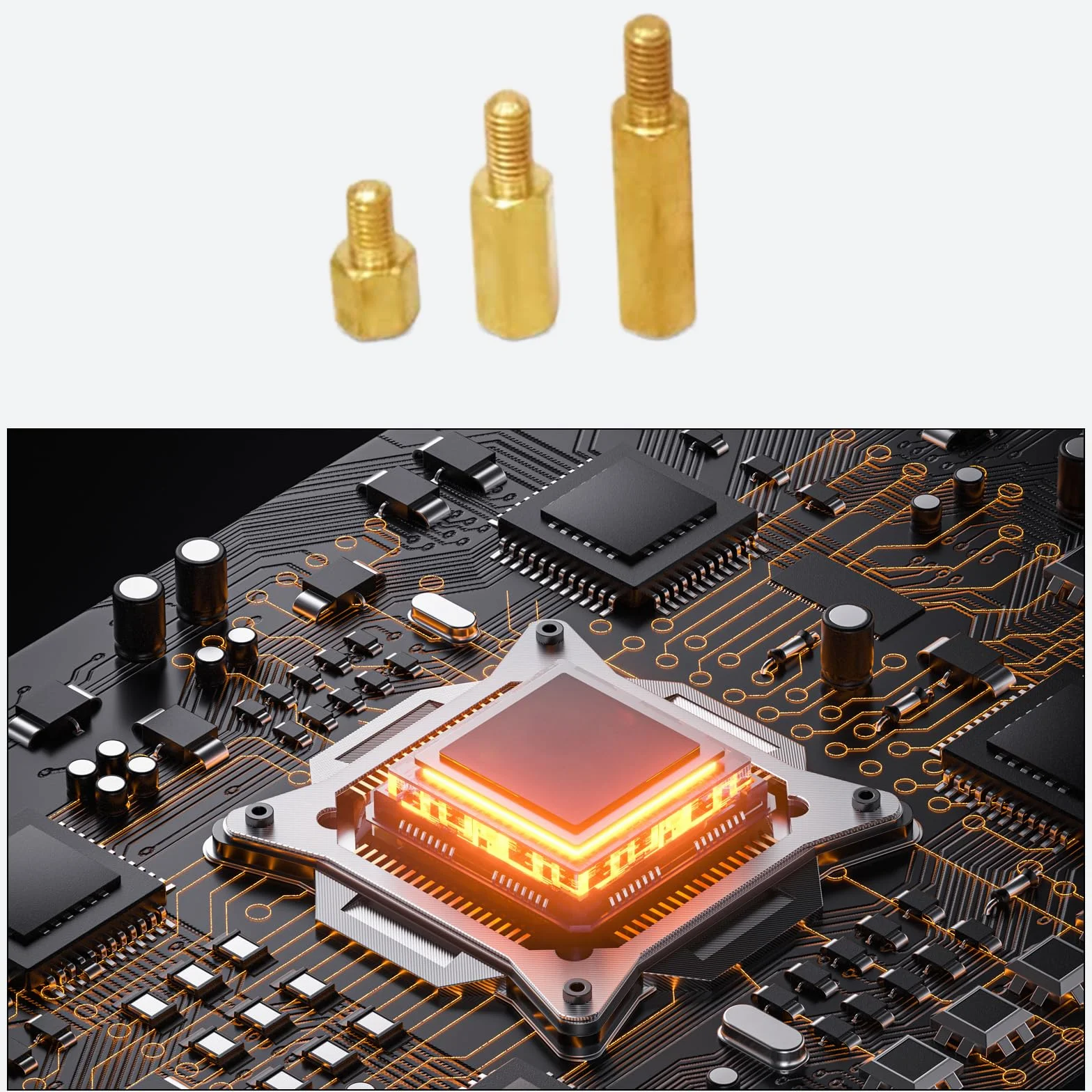 300 separadores de latón para placa base, tornillos, tuerca de manguito, M3, surtido de espaciadores para placa base PCB, hexagonal, macho y hembra