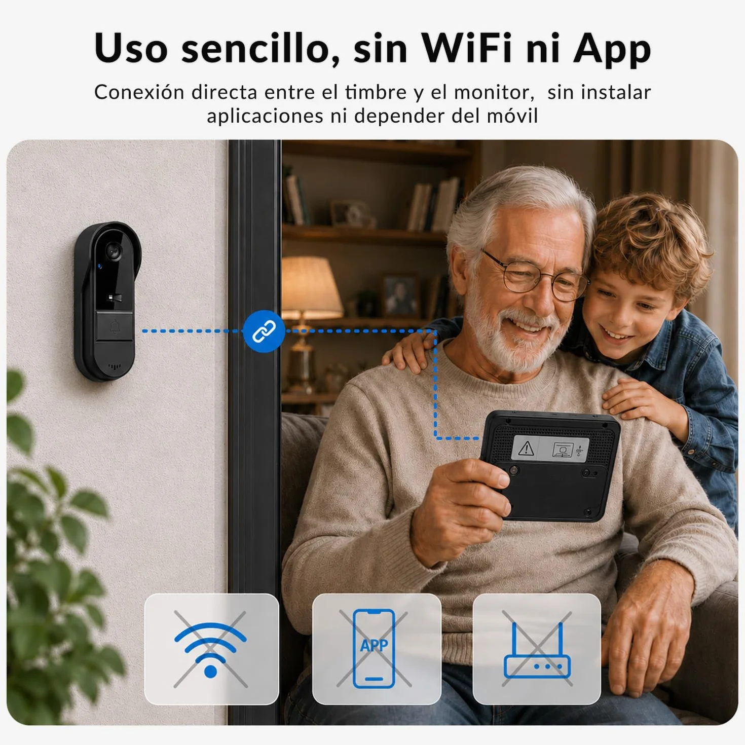 Timbre Inalámbrico Exterior Impermeable IP65, Pantalla IPS de 4,3 Pulgadas, Timbre Inalámbrico con Cámara 1080P, Audio Bidireccional, Visión Nocturna, Video Portero Automatico Alimentado por Batería