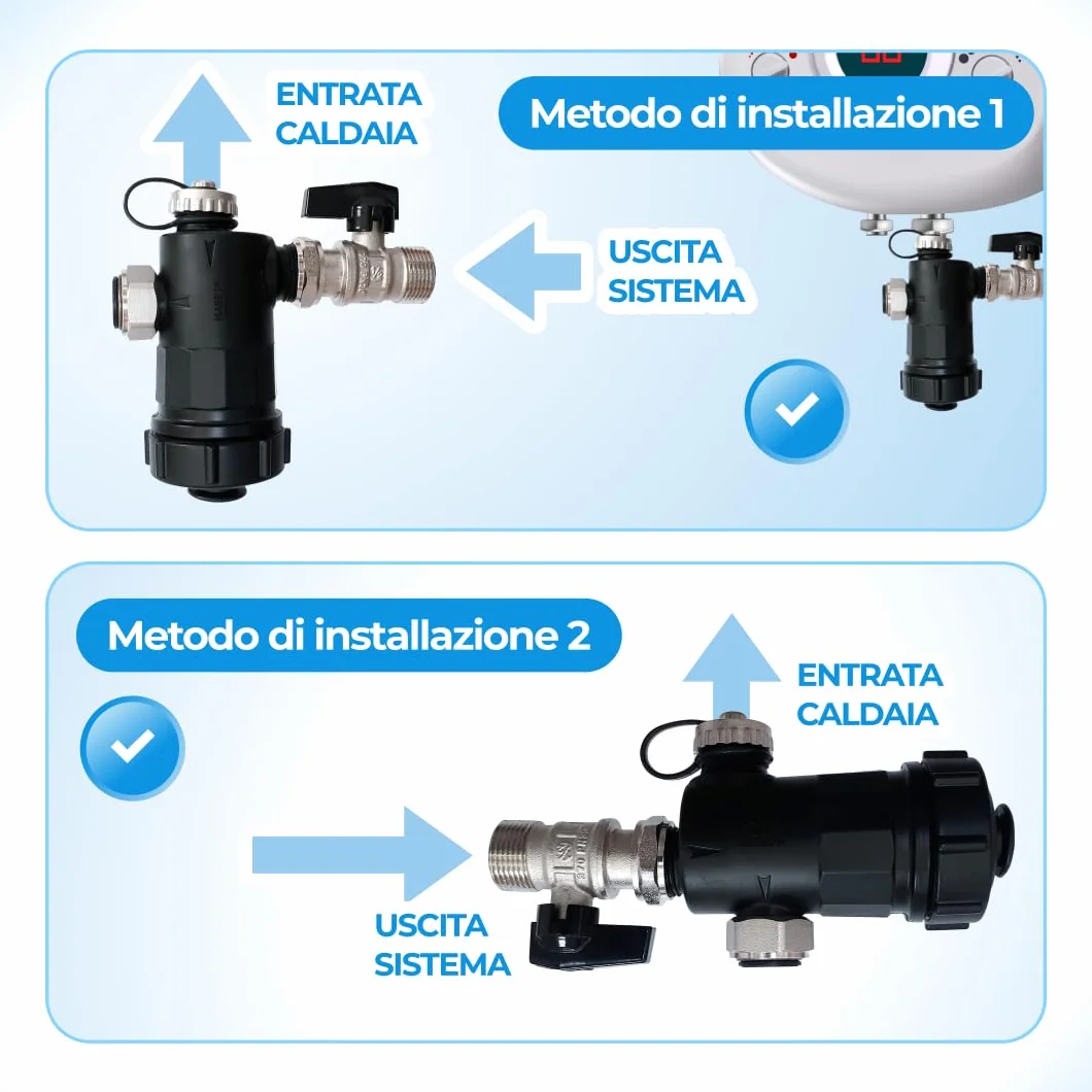 WK - Filtro desatascador magnético para caldera, útil para filtración de agua, protege el sistema térmico de las impurezas