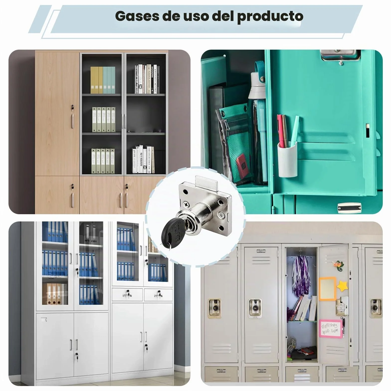 Pack de 4 Cerraduras de Leva 20mm para Armarios y Muebles con Llave