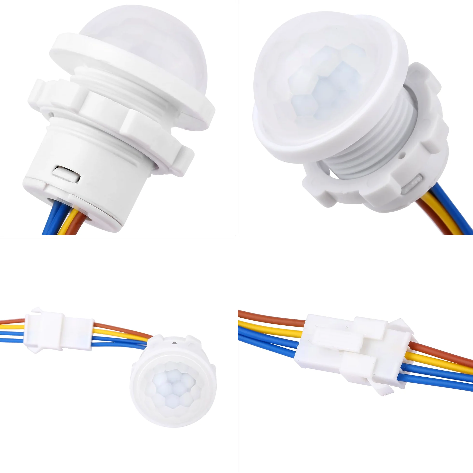 Pack de 6 interruptores de luz con detector de movimiento, sensor infrarrojo PIR, retardo de tiempo 30S, detección inteligente para LED, focos y otras luces existentes, techo y soporte de pared