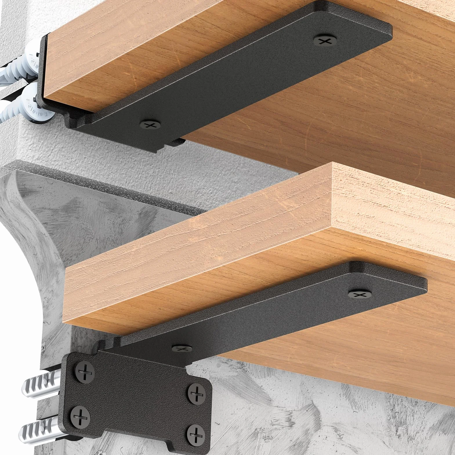Yeabett 4 soportes para estanterías (30 cm, carga pesada, capacidad de carga de 75 kg), color negro