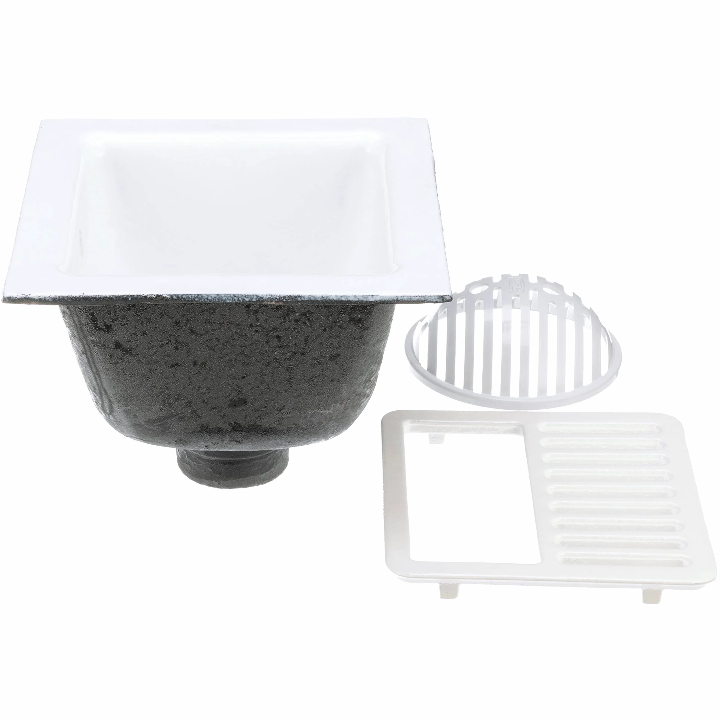 FD2375-NH3-H - Fregadero de Piso Recubierto de Esmalte Resistente al ácido de 30,5 x 30,5 cm con conexión sin Cubo y Profundidad de sumidero de 15,2 cm