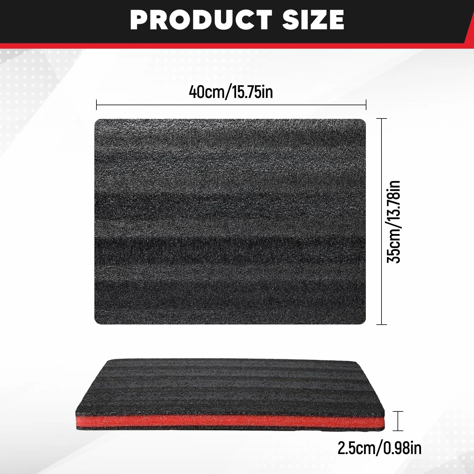 4 Piezas Insertos de Espuma para Maletas, Láminas de Espuma EPE, Almohadilla de Polietileno Rojas y Negras Recortables para Caja de Herramientas, Cajón de Almacenamiento, 40cmx35cmx2.5cm