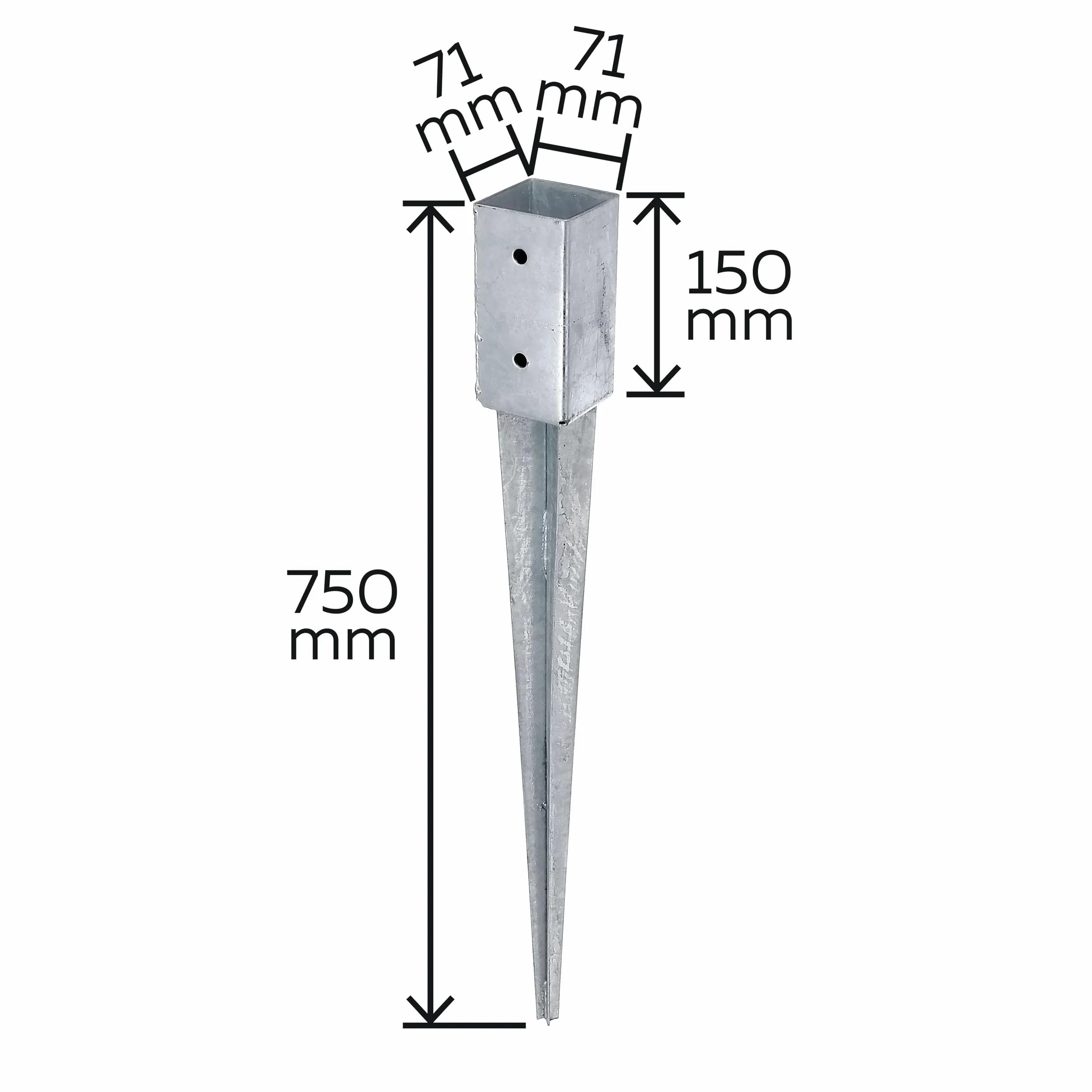 GAH-Alberts 211097 211271 - Soporte para postes de madera cuadrados, galvanizado en caliente, 71 x 71 mm/750 mm, 3 unidades