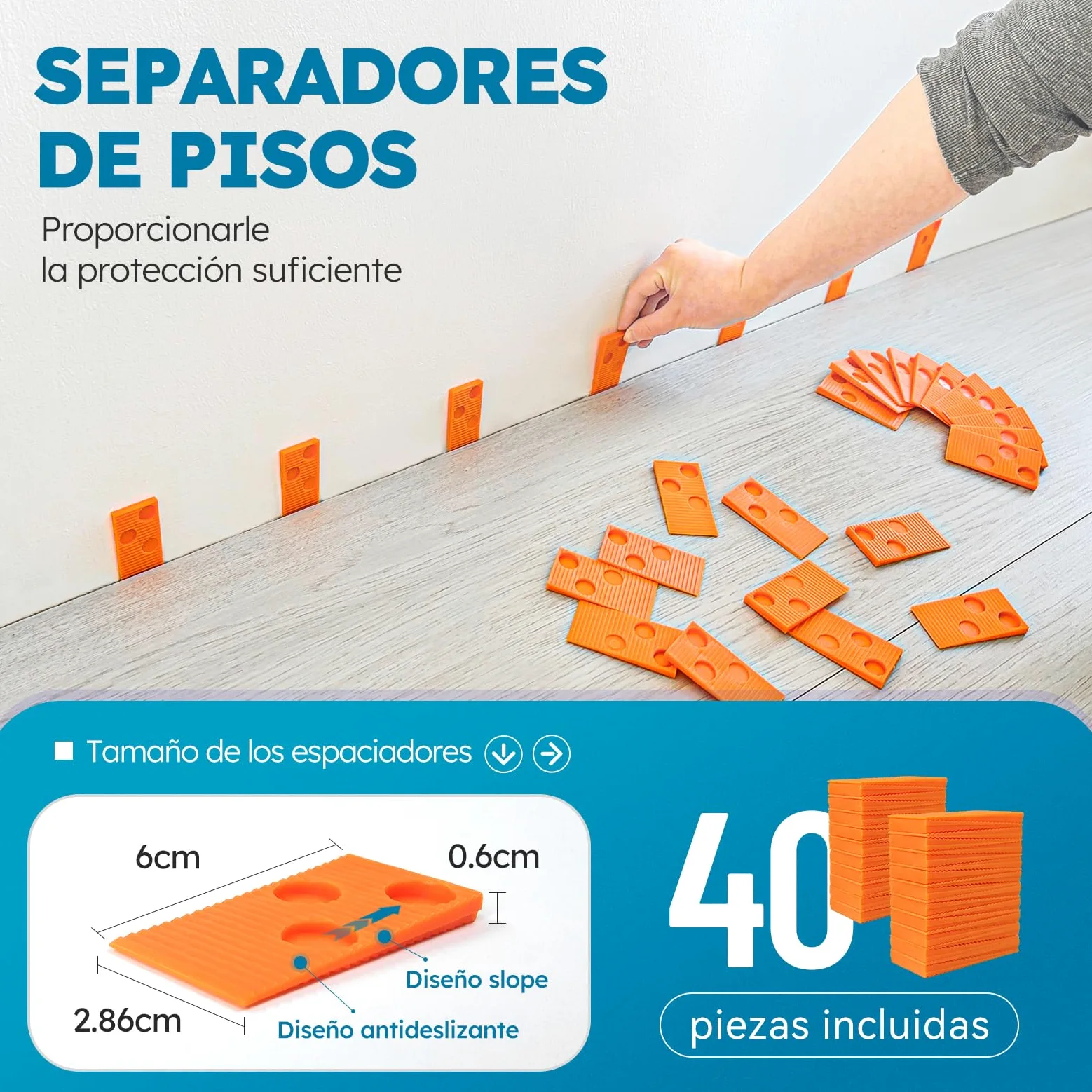 Zozen Herramientas laminadas/bastidores de vinilo, pisos de madera de vinilo golpeando bloques conx, medidor de perfil de 25.4cm, palanca, 40 almohadillas de suelo, martillo de goma.