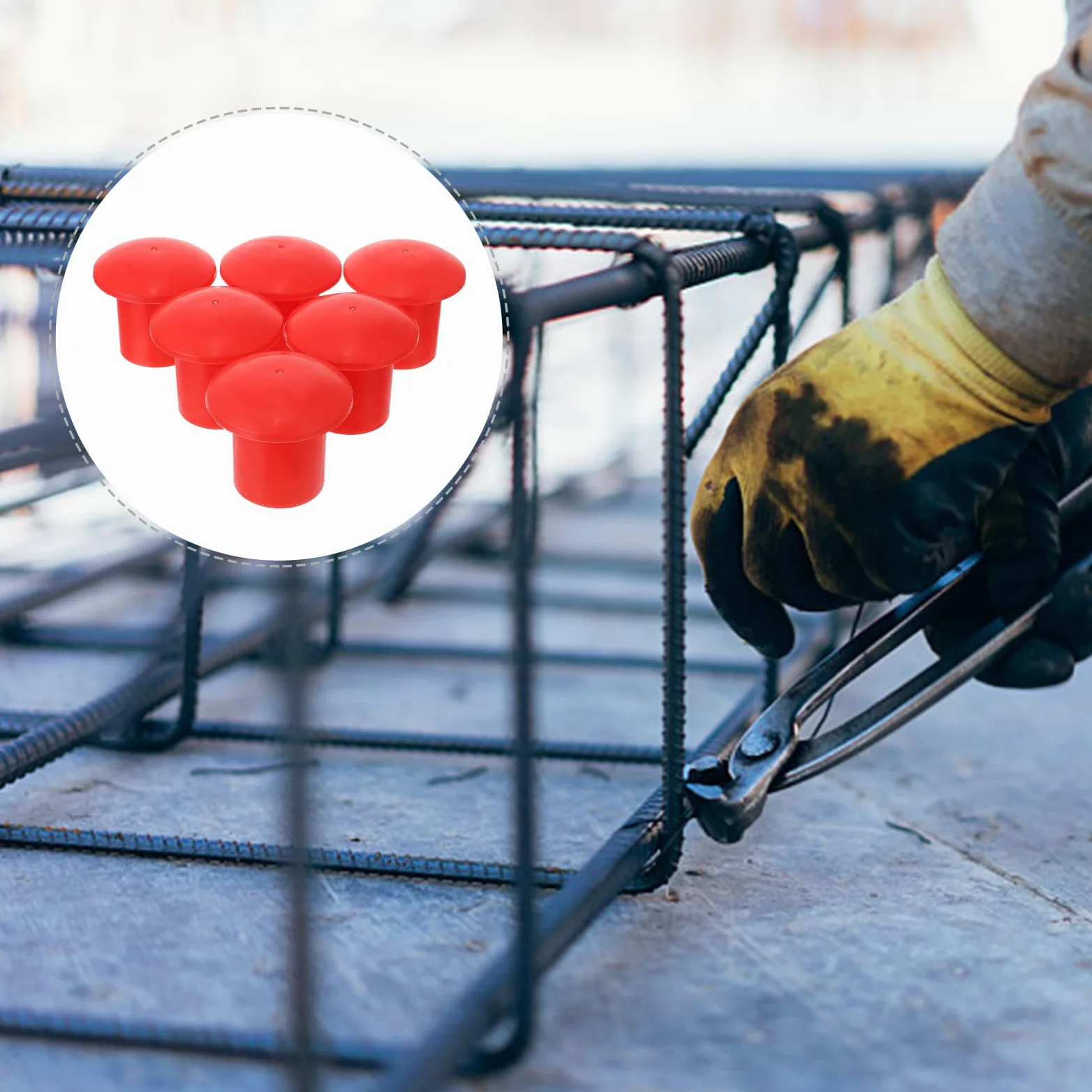 Hemobllo 30 Tapas Protectoras de Seguridad para Varillas de Refuerzo de Plástico Rojo, Resistentes al Desgaste y Compresión, Ideales para Construcción