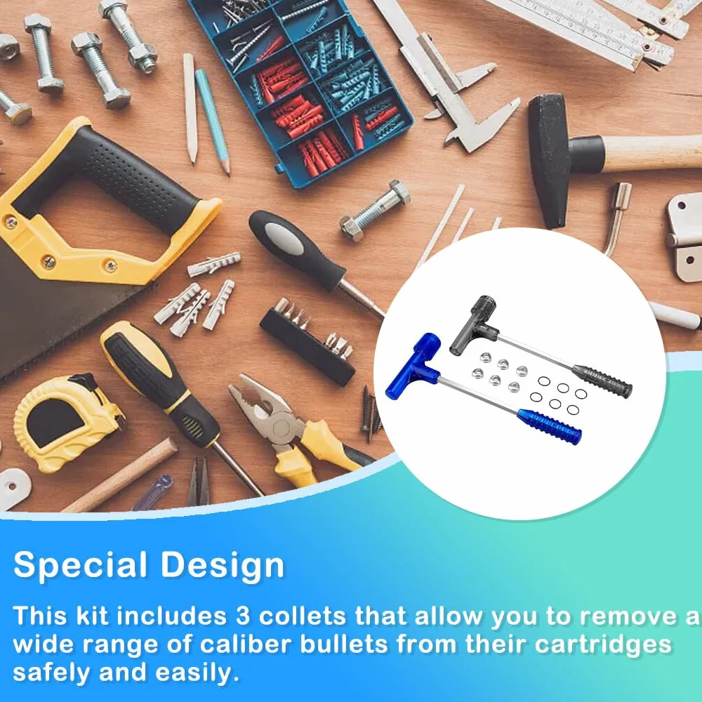 IOIUSKKU Martillo extractor de balas de impacto con tres juegos, herramienta manual de seguridad, agarre cómodo, taller de reparación multifuncional de resistencia, Azul