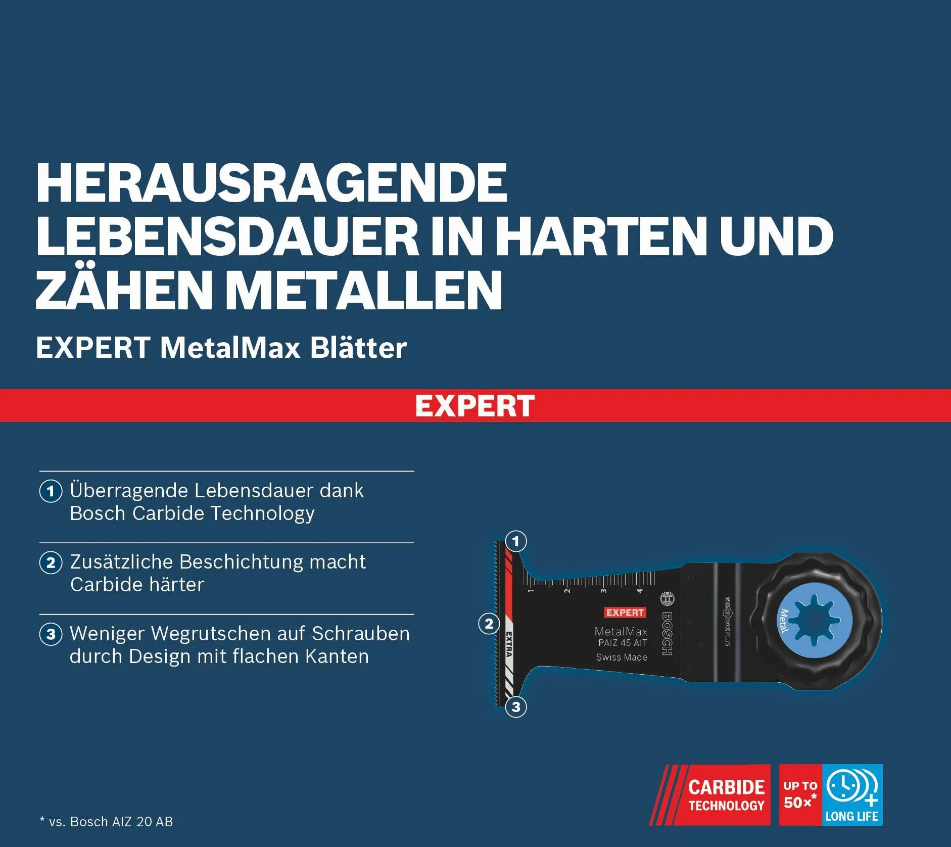 Bosch Professional 1x Hoja de multiherramienta Expert MetalMax PAIZ 45 AIT (para Acero, Acero inoxidable, Anchura 45 mm, accesorios Multiherramienta)