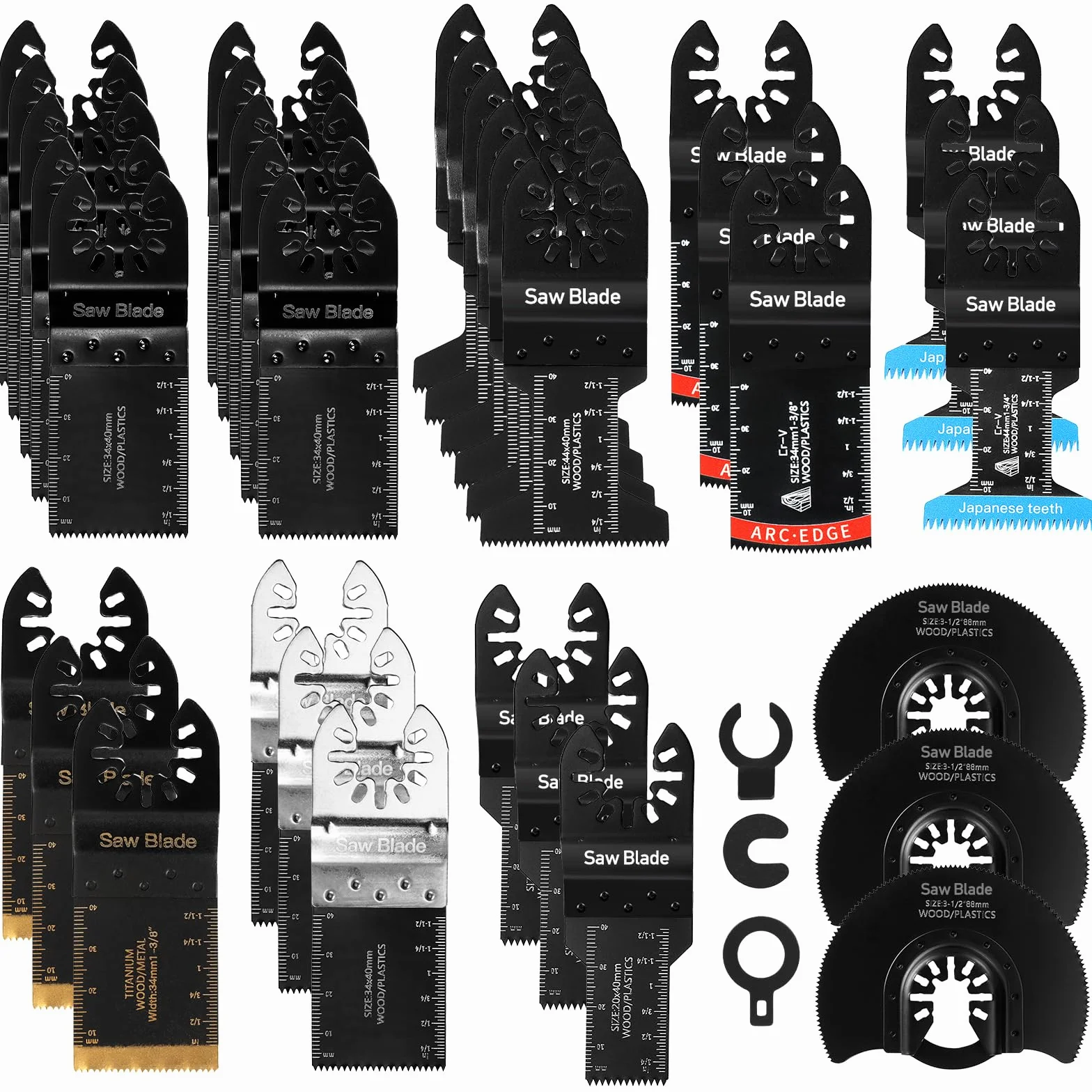 JOYBOY Hojas de Sierra Oscilantes,34pcs Cuchillas Multiherramienta,Accesorios Multiherramienta Universal para Cortar Madera,Clavos,Metal Sierra multifuncion Kit de Hojas de Sierra
