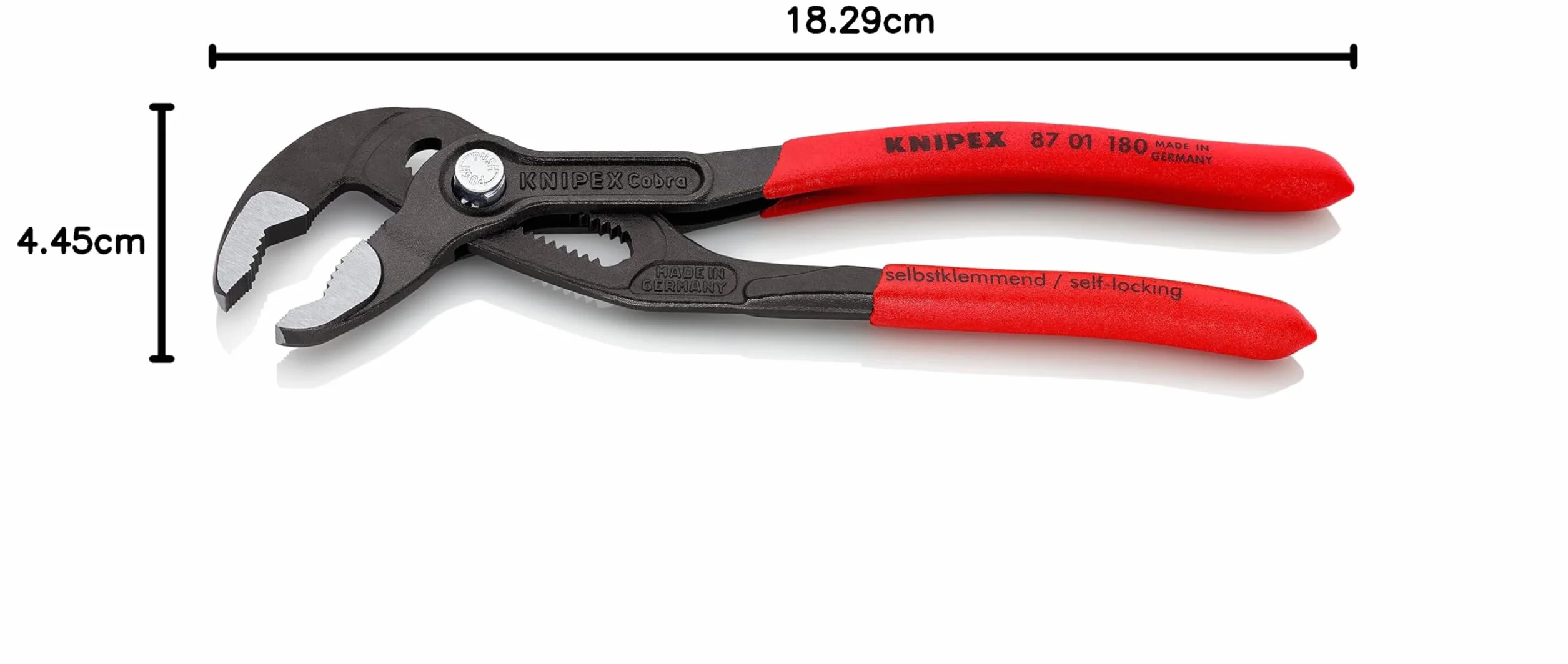 KNIPEX Cobra Tenaza de agarre pico loro Mangos plasticos por inmersión antideslizantes 180 mm, 87 01 180