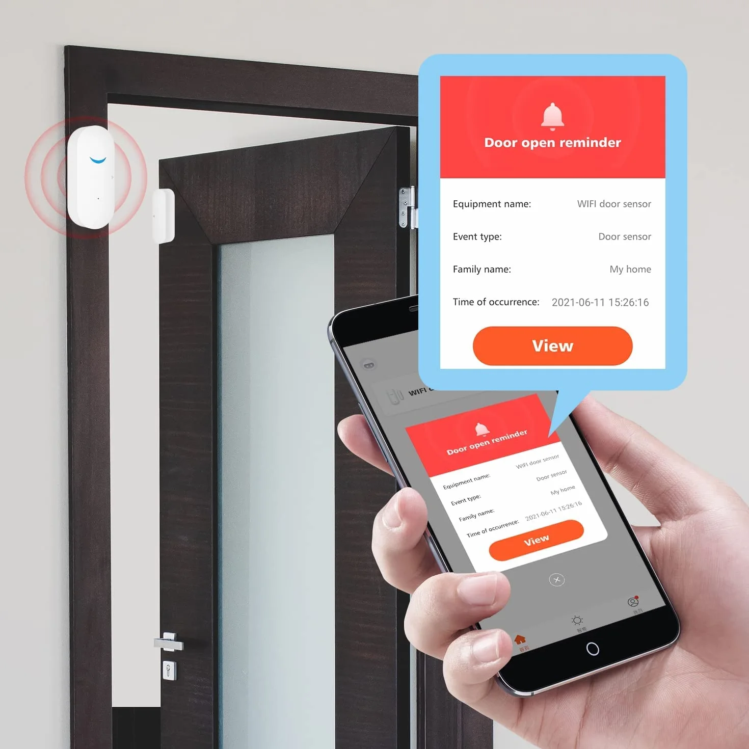Sensores de puerta y ventana WiFi,alarma inteligente Tuya con control de aplicación de notificación gratuita,sistema de alarma de seguridad para el hogar,compatible con Alexa,Google Home(paquete de 2)