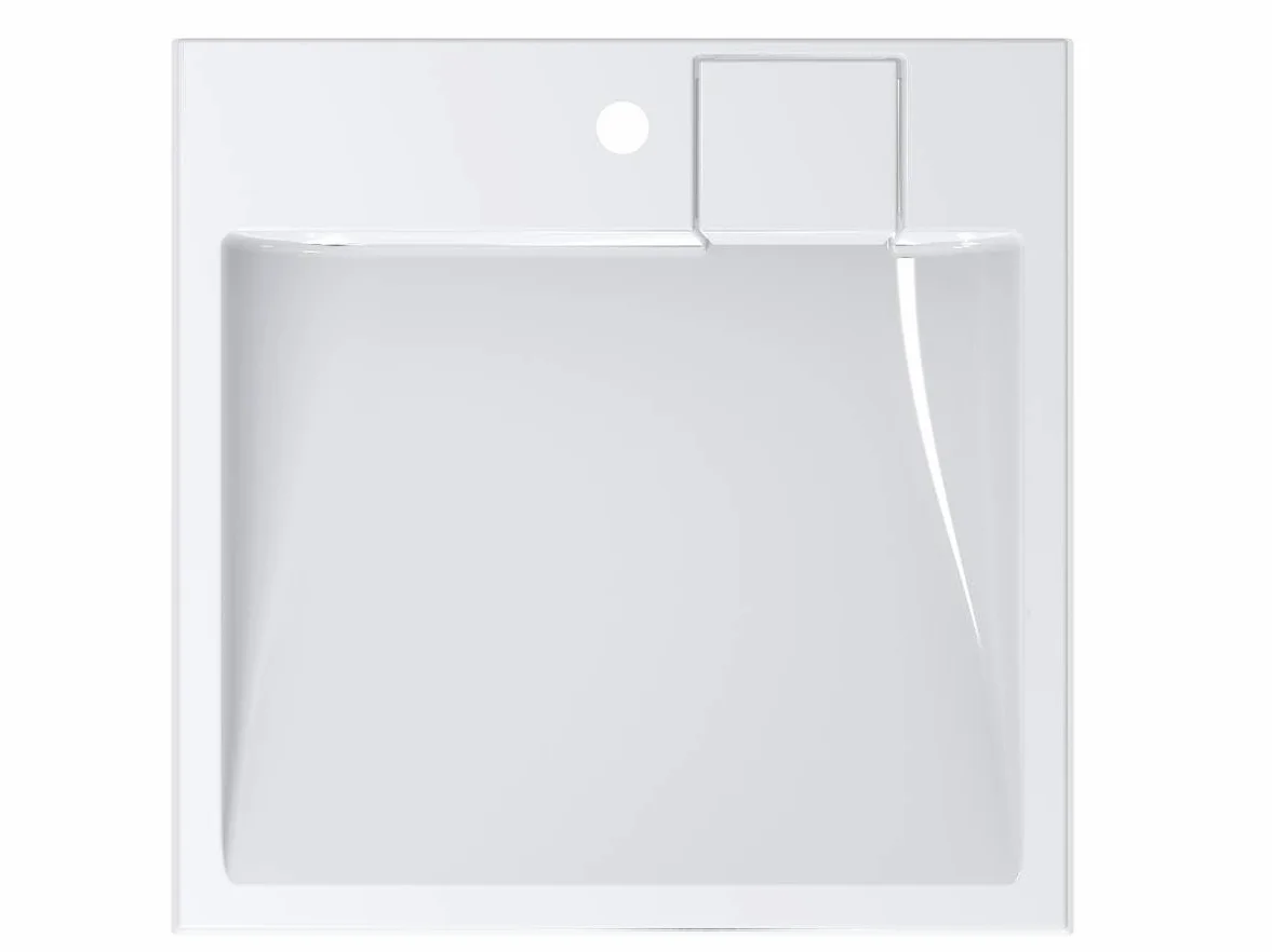 Lavabo TALLINN piedra, suspendido pared sobre lavadora. L60xW60x12 cm, peso 19 kg. Material: mezcla de materiales minerales naturales y resina. Superficie brillante extremadamente solido