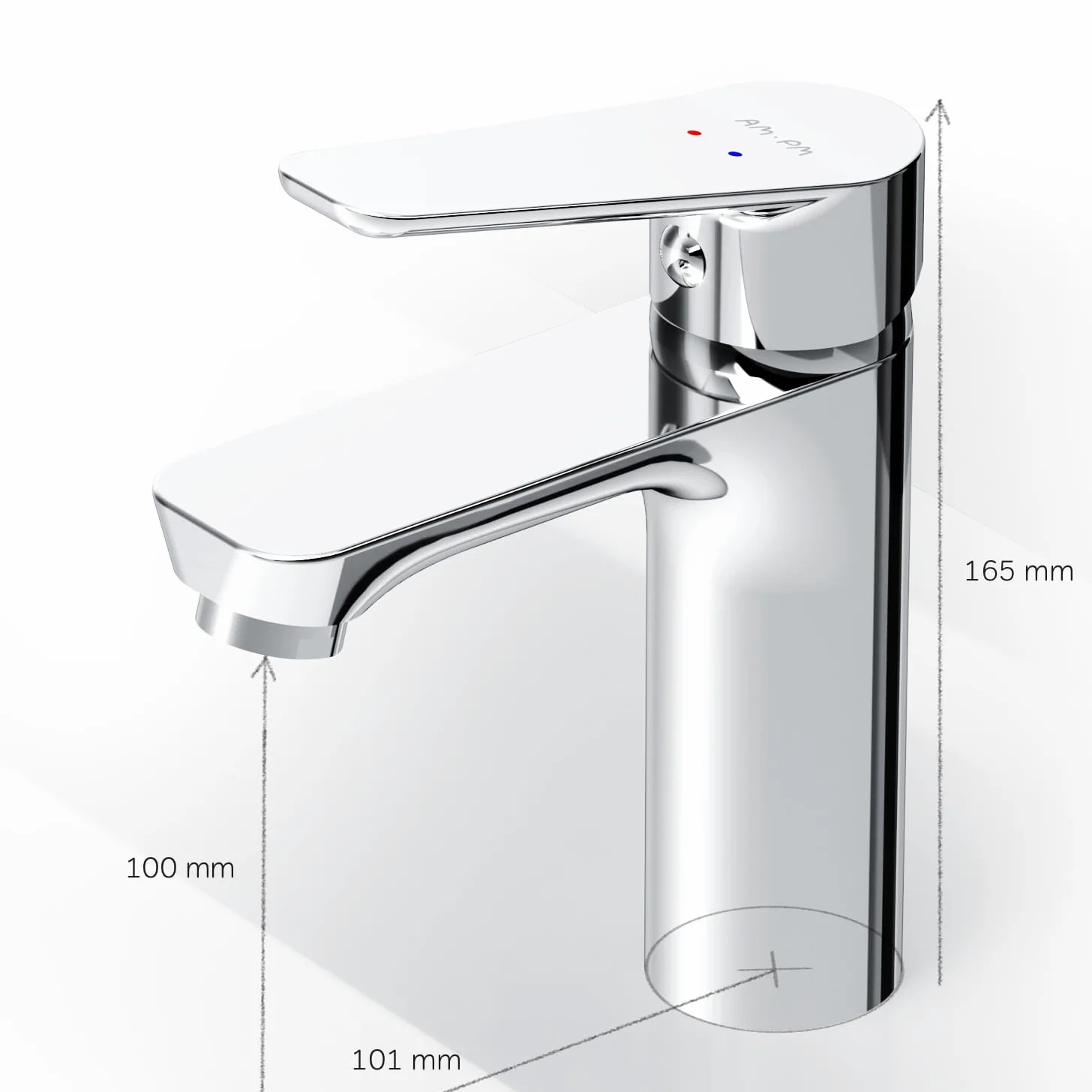AM.PM Hit FTA02200,Grifo de lavabo con mezclador monomando, cartucho de cerámica SoftMotion, Aerator, resistente a los arañazos, en 2 alturas de caña: 102 mm o 193 mm, 5 años de garantía