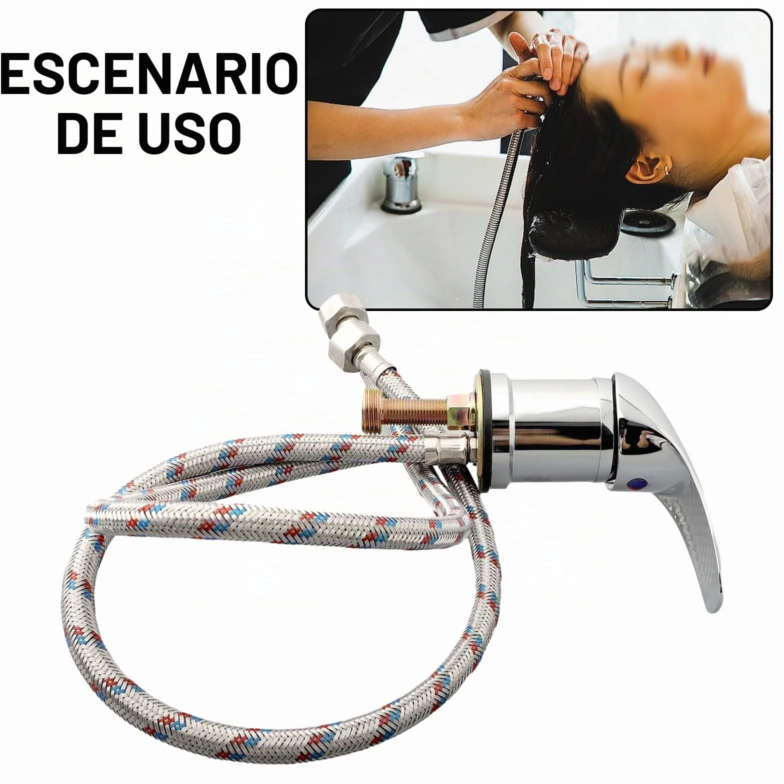 Grifo de peluquería con características de agua caliente/fría, adecuado para diversas necesidades de lavado (B)