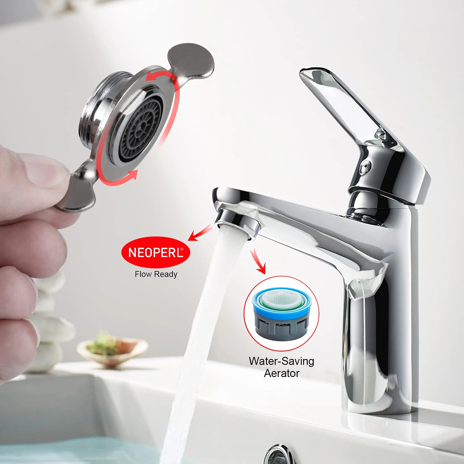 Ibergrif M91005 6 Piezas Aireador Grifo M24, Filtro Grifo de Lavabo de Cocina, Carcasa de Latón y Filtro de ABS, Incluye 8 Juntas y 1 Llave Inglesa, Plata
