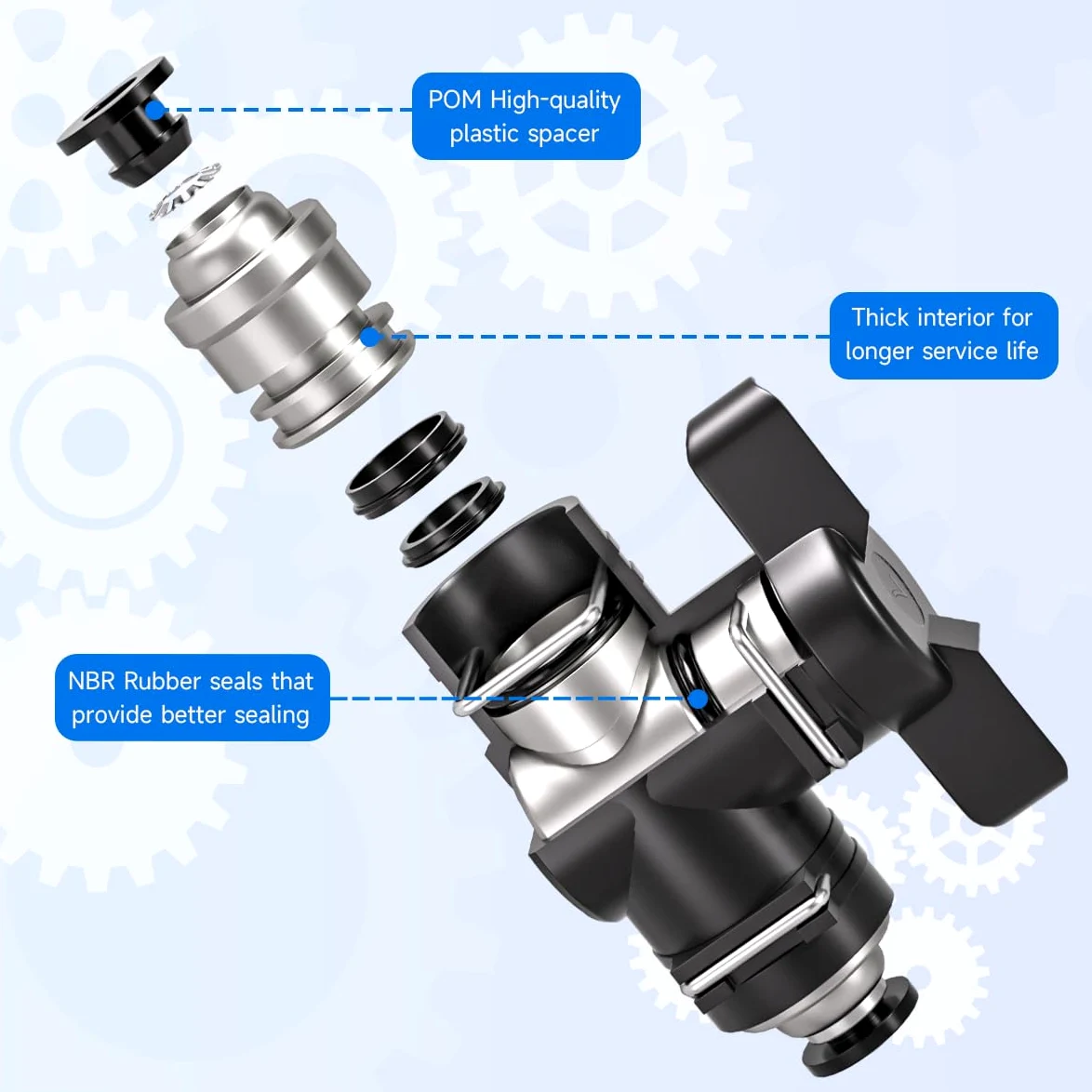 10 Piezas 8mm Negro Recta Neumática Control de Flujo de Aire Válvula de Bola de Empuje para Conectar Racor Neumático