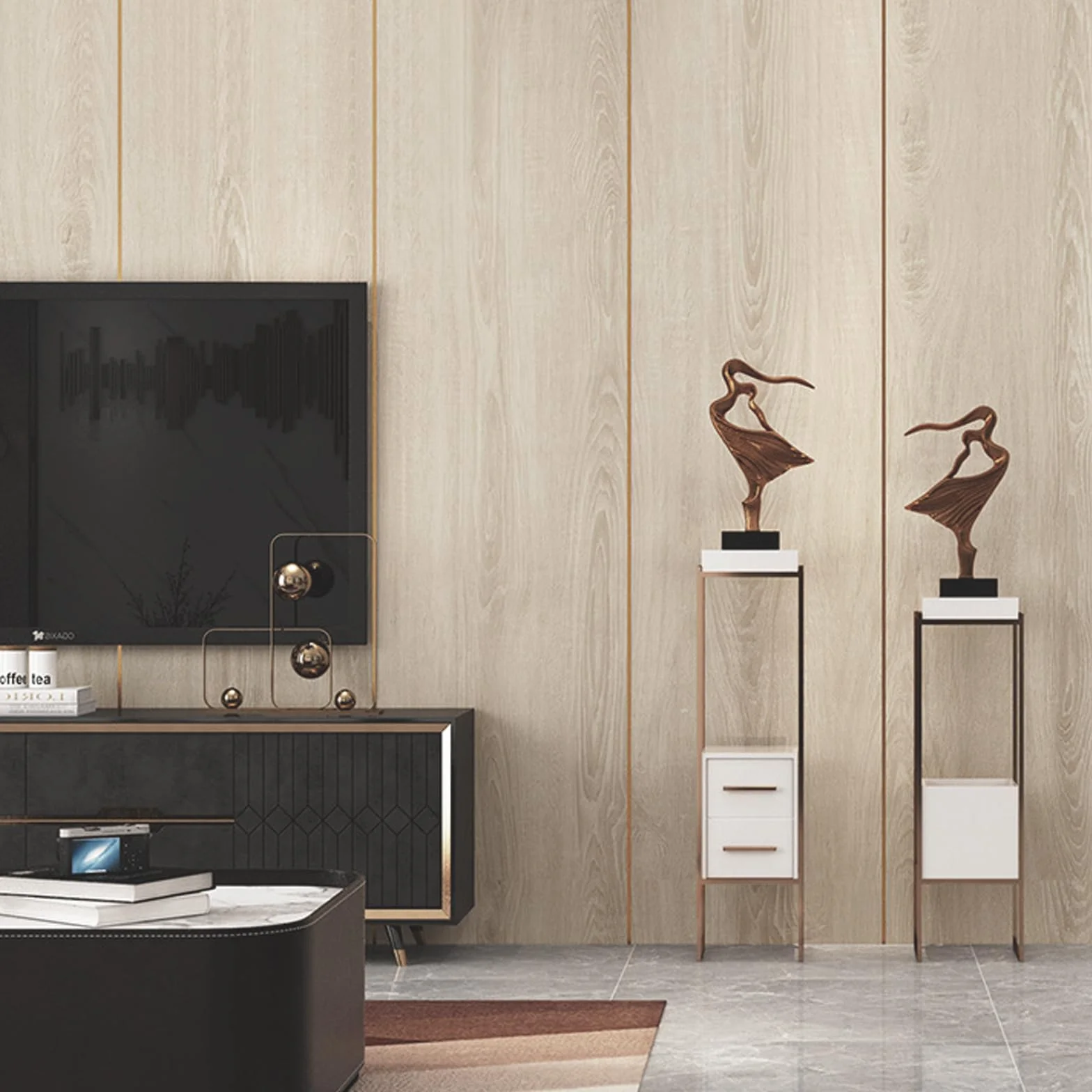Revestimiento de Suelo de PVC Autoadhesivo, Suelo de Vinilo Decorativo Efecto de madera, 15mm Grosor, Antideslizante, Impermeable, 40 x 300cm, 1,2 m (Madera Beige-amarillo)