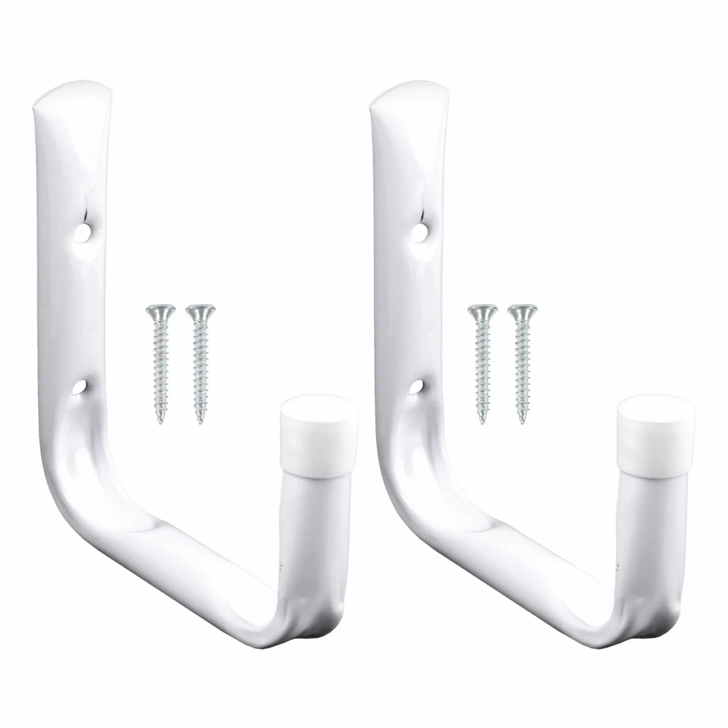 Navoys Paquete de 2 ganchos jumbo blancos, tornillos incluidos, ganchos de almacenamiento resistentes de 14 x 13 cm, se pueden utilizar en cobertizos, garajes, hogares y jardines, ganchos de garaje