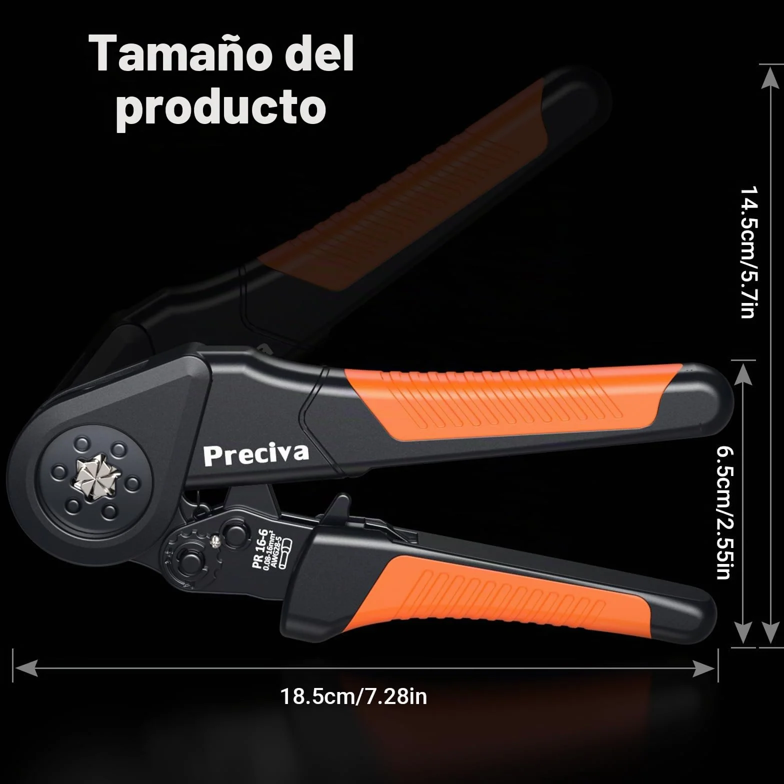 Herramienta de crimpado hexagonal, terminales de cable ajustables de 0,08 a 16 mm², herramienta de crimpado eléctrica, kit para electricistas de uso industrial y bricolaje