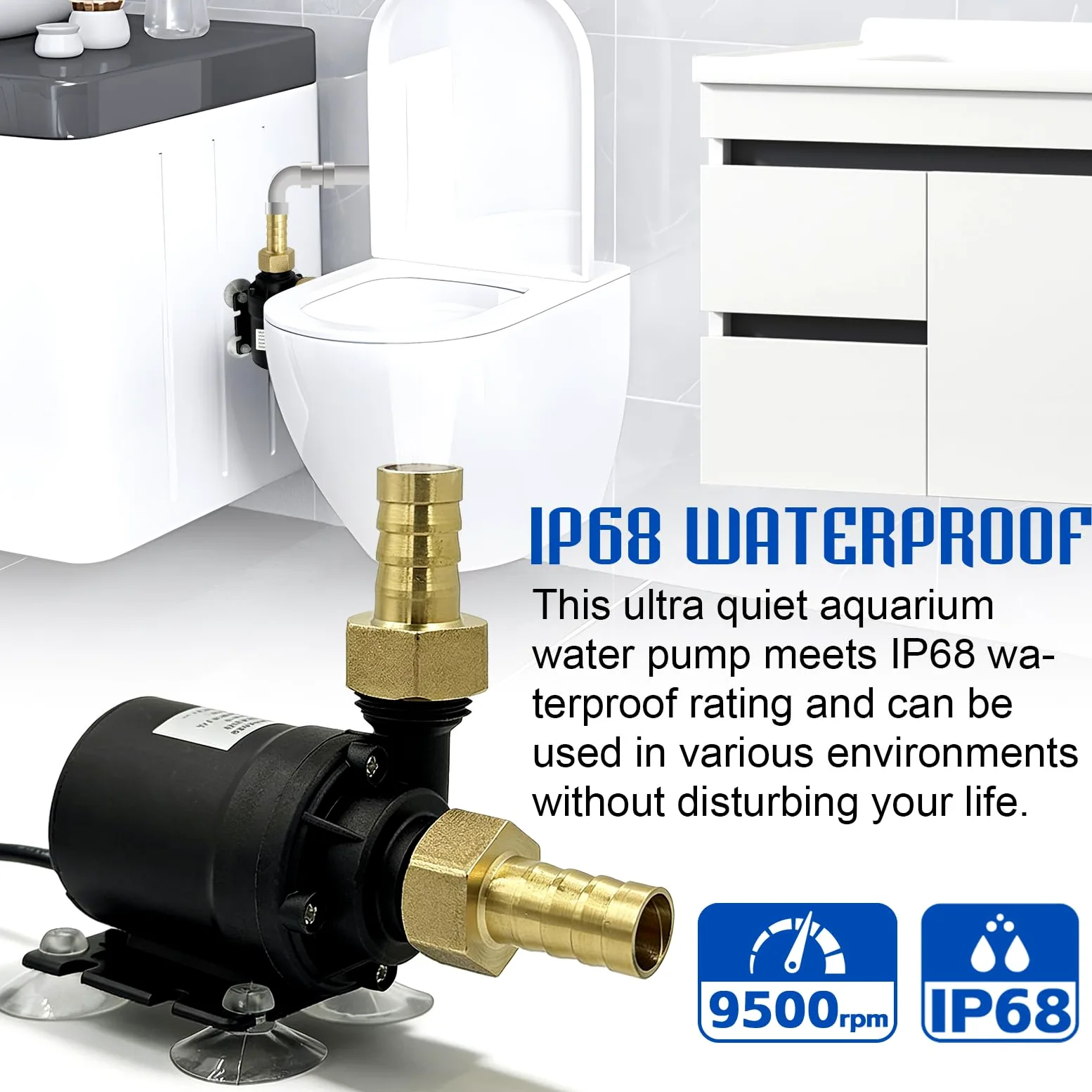 Bomba de agua sin escobillas DC 12 V, bomba sumergible mini con eje de cerámica, bomba de circulación para acuario, 800 L/H, altura de extracción de 5 m, para estanque, fuente, piscina
