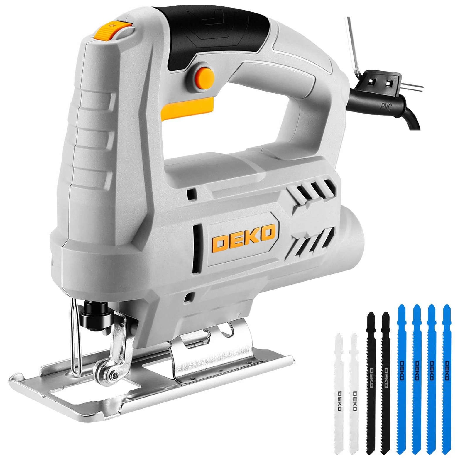 Sierra de calar: DEKOPRO 400W Caladoras Para Madera 0-3000 SPM Velocidad variable ±45° Hoja de inglete,Sierra de calar para cortar metal, madera y plásticos