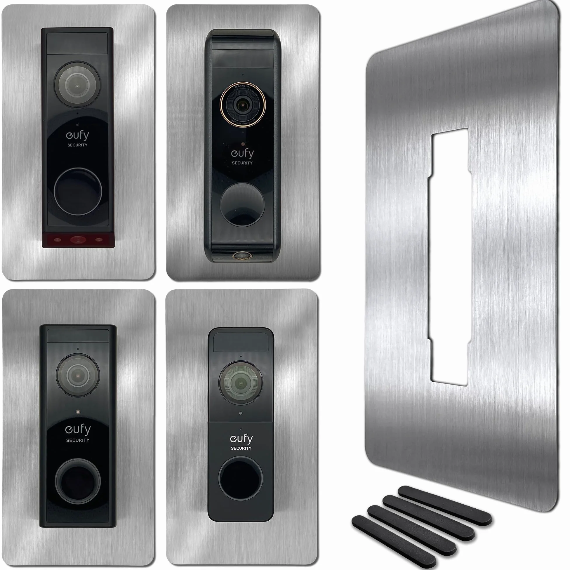 Cubierta de acero inoxidable para timbre Eufy Video E340 S330 S220 | Placa de timbre | Accesorios para soporte Eufy timbre con cámara (también C31 C30 Dual 2K HD FHD) | Pantalla Chime