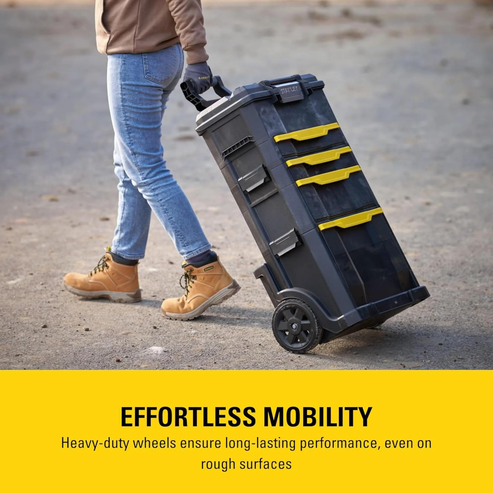 STANLEY Modular Taller Rodante 3 en 1 con Ruedas, Asa Telescópica, 35 kg