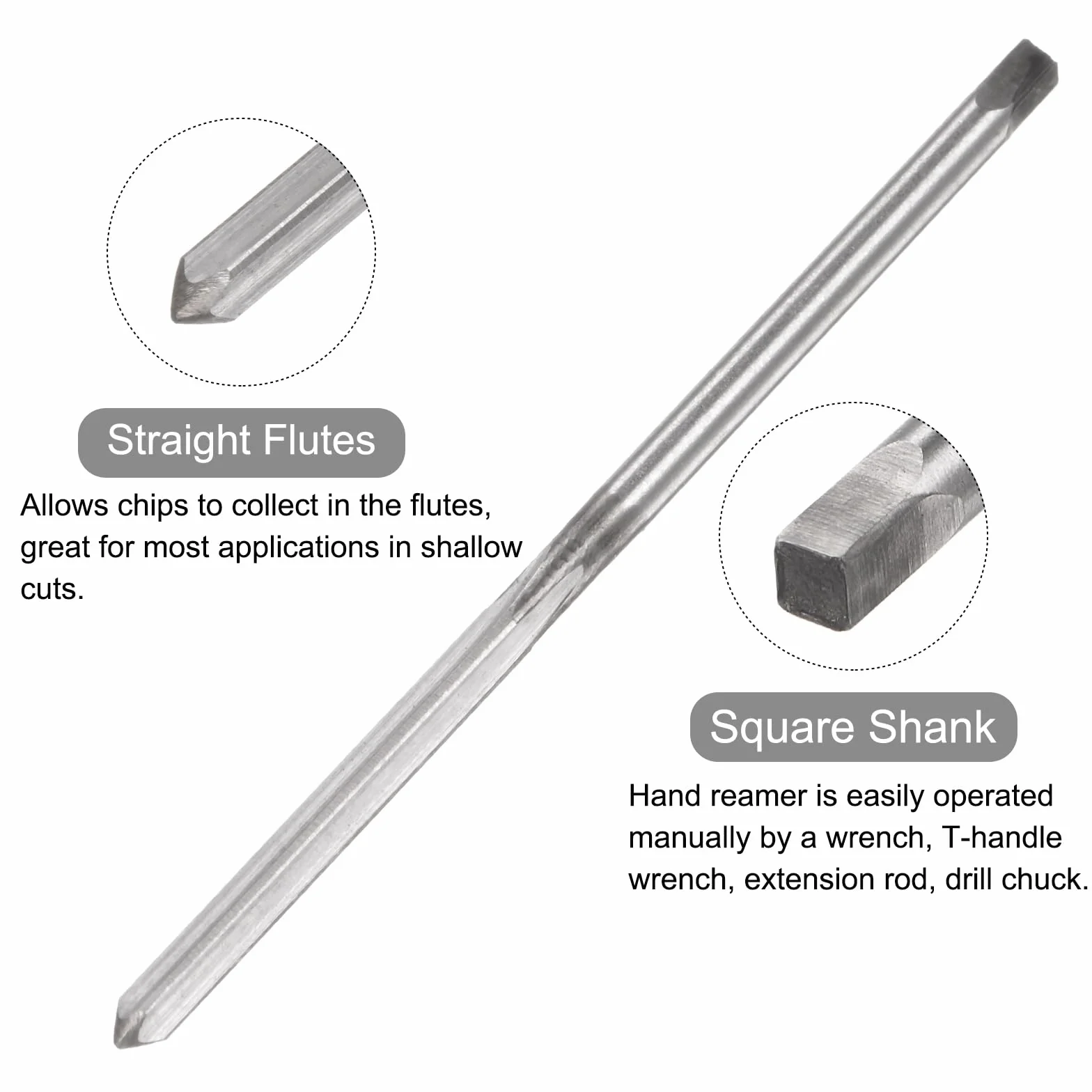 QUARKZMAN Escariadores Manuales, Barrena de Escariado Métrica H7 de 2.5 mm para Metal y Madera, Acero de Alta Velocidad HSS con Flauta Recta