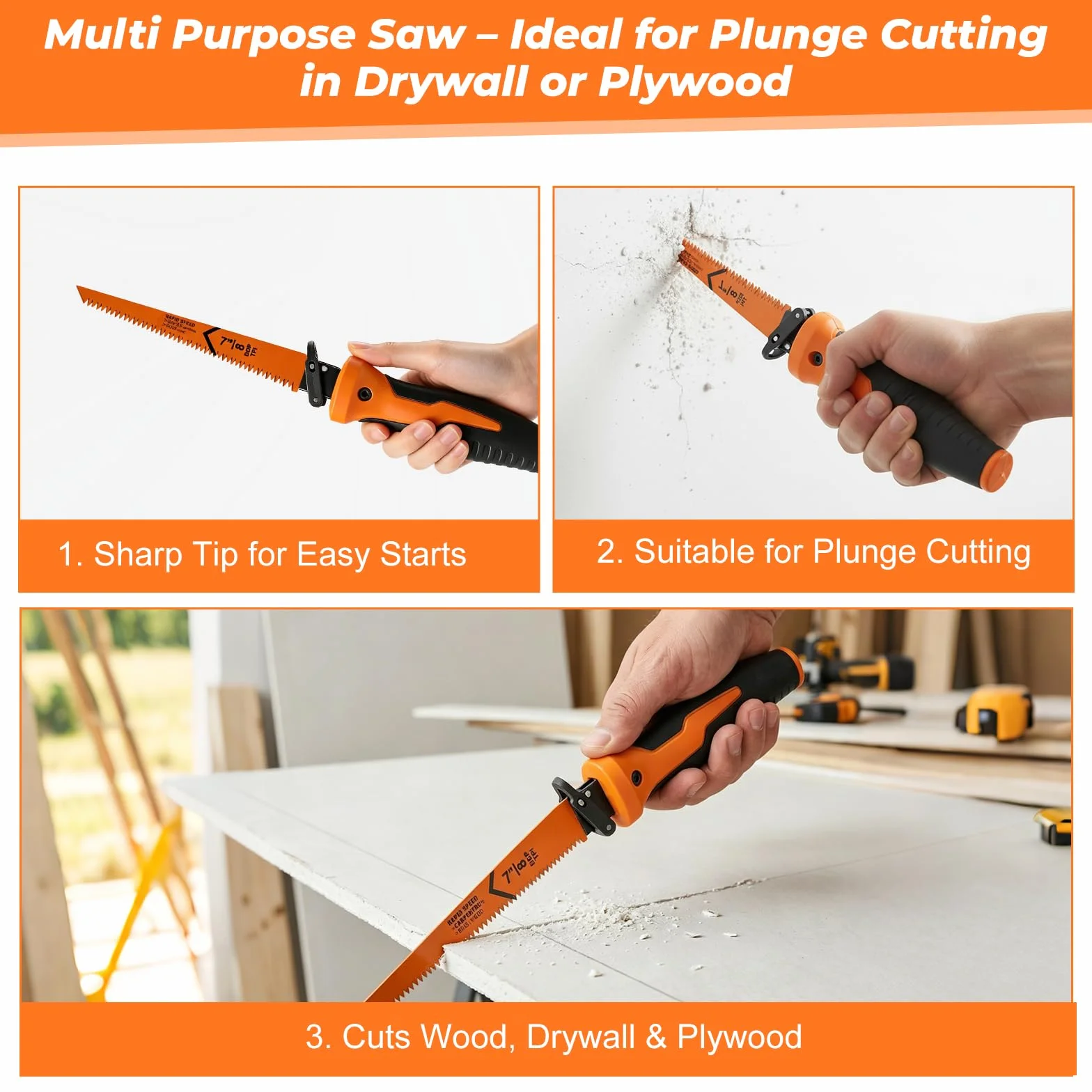 Flintronic Set de Sierra Metálica 8 en 1, Mini Sierra para Bricolaje con 8 Hojas de Sierra, Diseño Autobloqueante y Mango Ergonómico, para Metal, Madera y Plástico