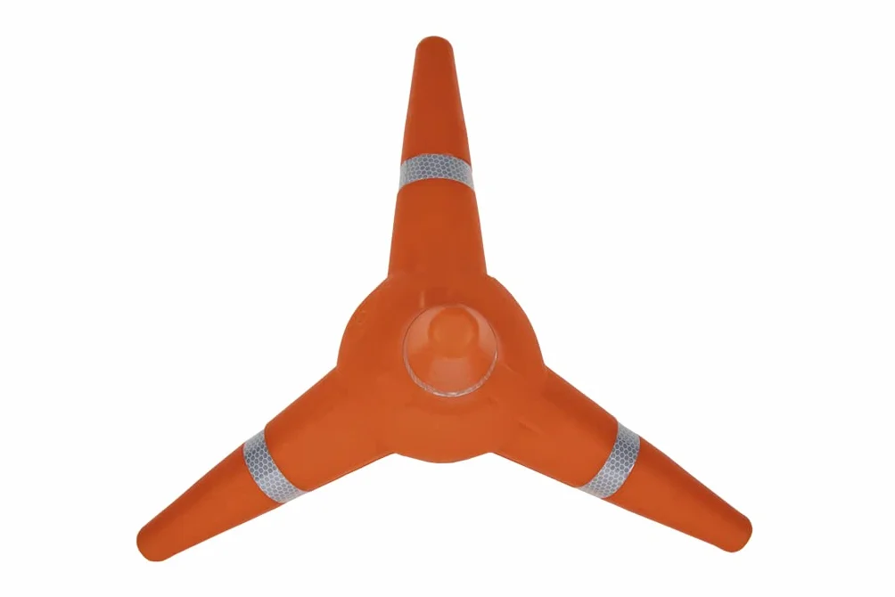 Cono Tetrapodo | Reflectante | Medida 380 mm | Color Naranja |Fabricado en Polietileno con Bandas Reflectantes