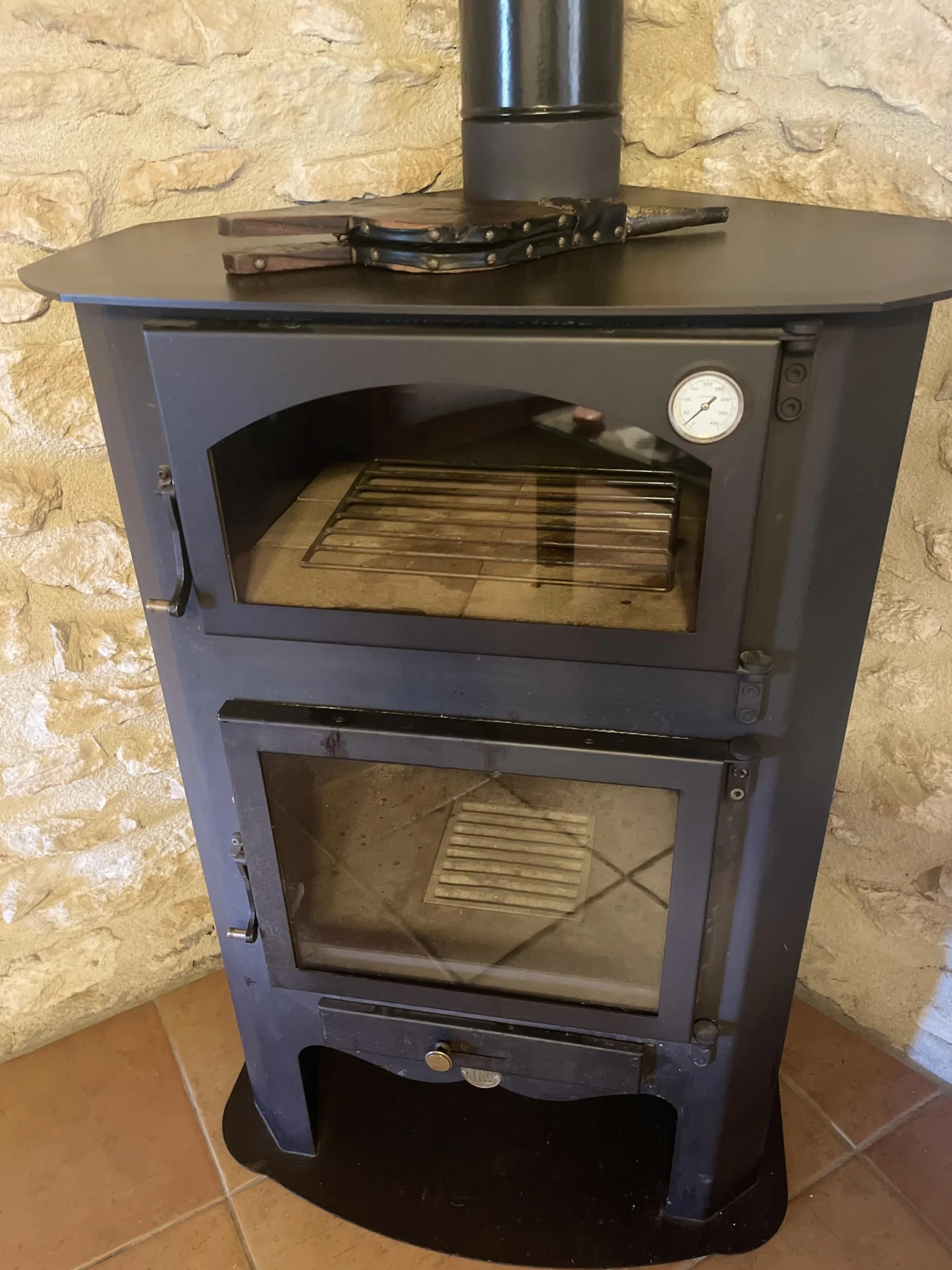 Termómetro para Puertas de Horno de leña, Escala de 0 a 500ºC, diámetro Esfera 52 mm, Vaina de 30 mm