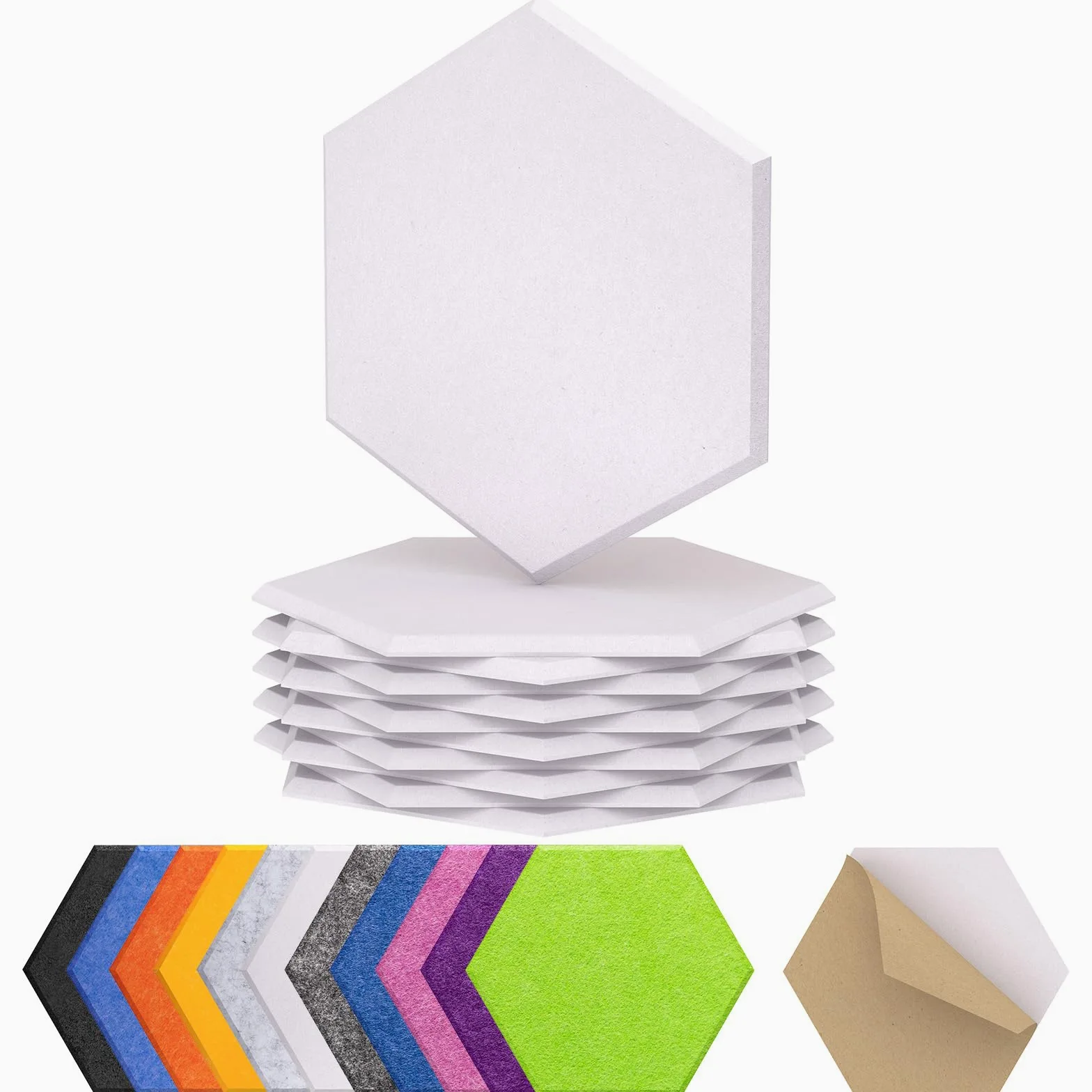 TONOR Lote de 12 Paneles Acústicos Murales Autoadhesivos,30 x 26 x 1 cm Panele de pared 3D acústico de Alta Densidad,Espuma Acústica Hexagonal Aislante para Estudios/Oficinas/Dormitorios, Blanco