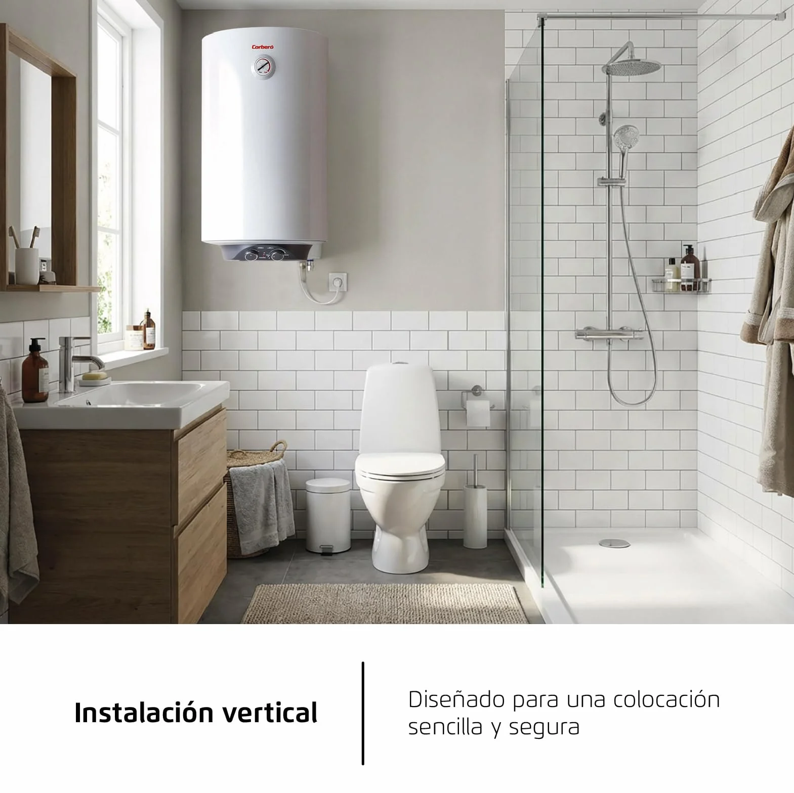 Corberó Termo Eléctrico CTM80ENV 80L Resistencia Envainada Eficiencia Energética C