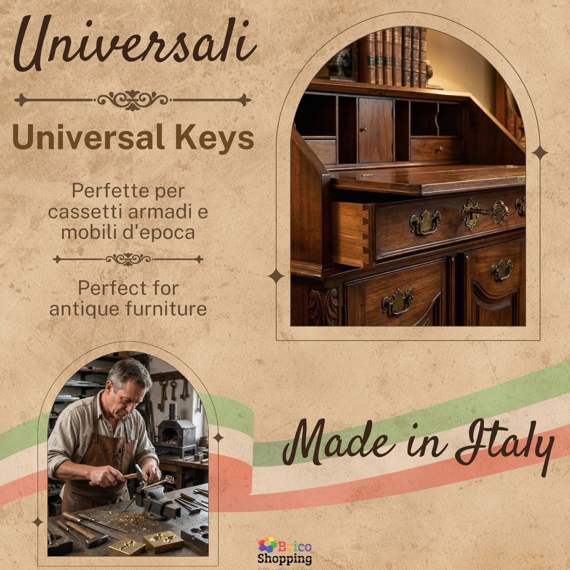 Llaves para muebles Arte Povera llave universal latón para armario antiguo clásico moderno