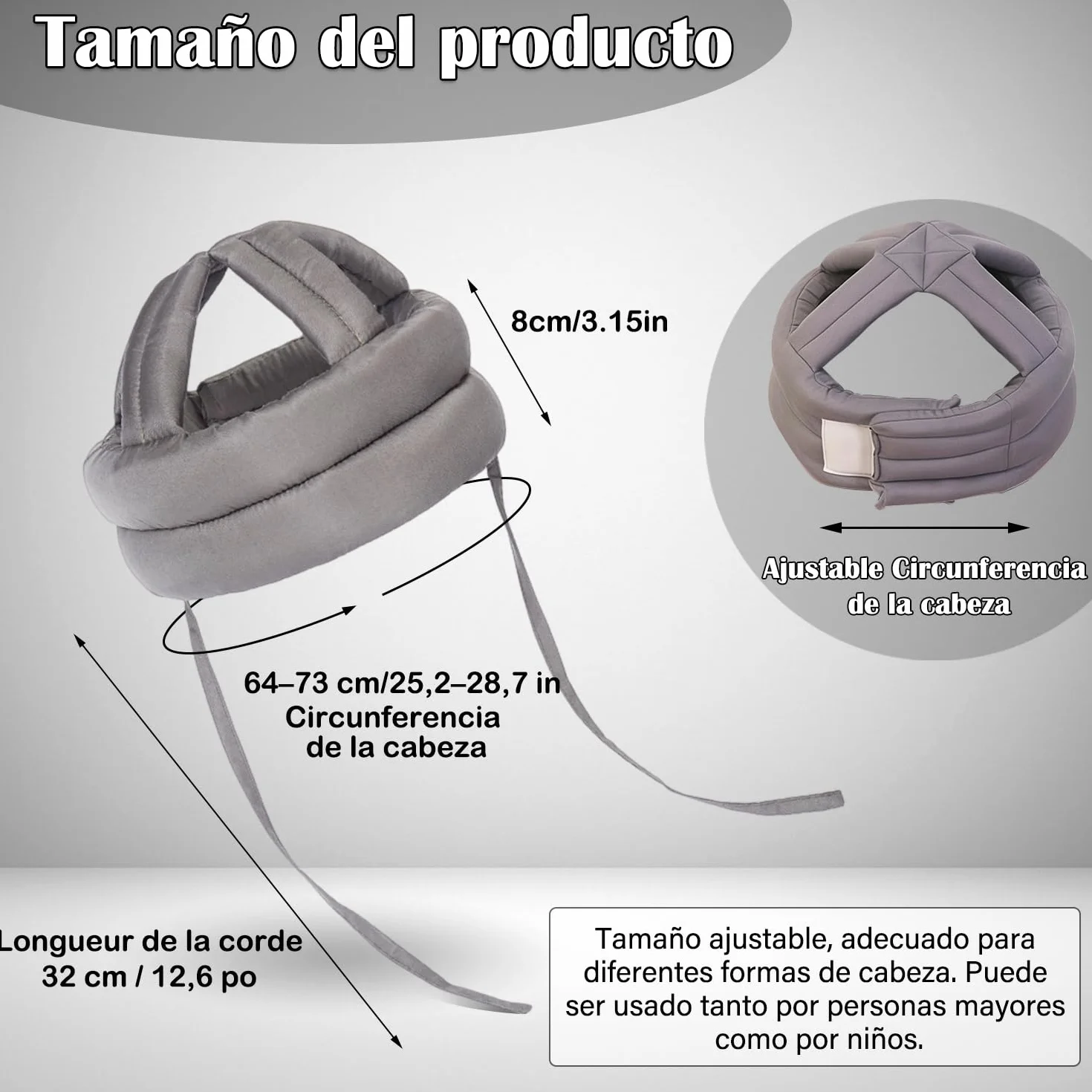 Casco De Seguridad Anticaída para Cabeza De Anciano Gorro Protector Grueso Y Suave Gorro De Protección para La Cabeza para Prevención De Caídas Ajustable para Personas Mayores