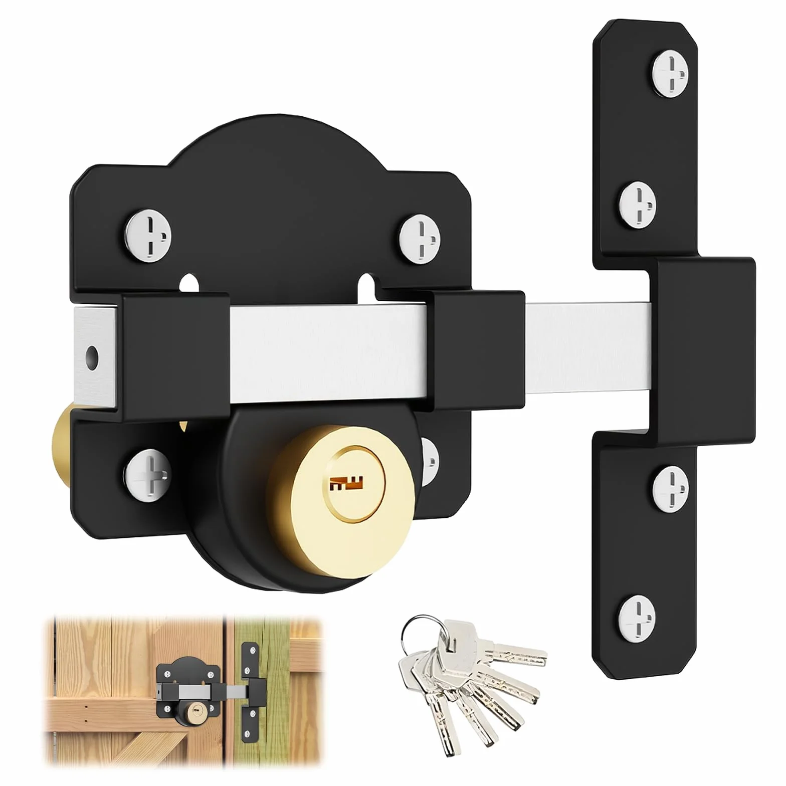 Cerradura Puerta, Cerradura Puerta Interior con Cilindro de Bloqueo de 50 mm Doble Bloqueo de Acero Inoxidable con 5 Llaves para Puerta de Metal Puerta de Madera Entradas de Casas Dormitorios