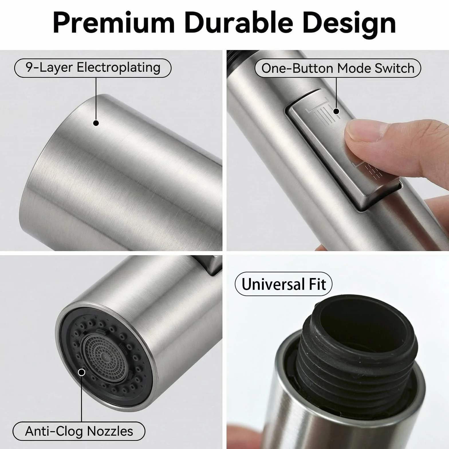 Cabezal de Grifo de Cocina Extraible G1/2, Alcachofa Aireador Modo Chorro Ducha, Ahorro de Agua