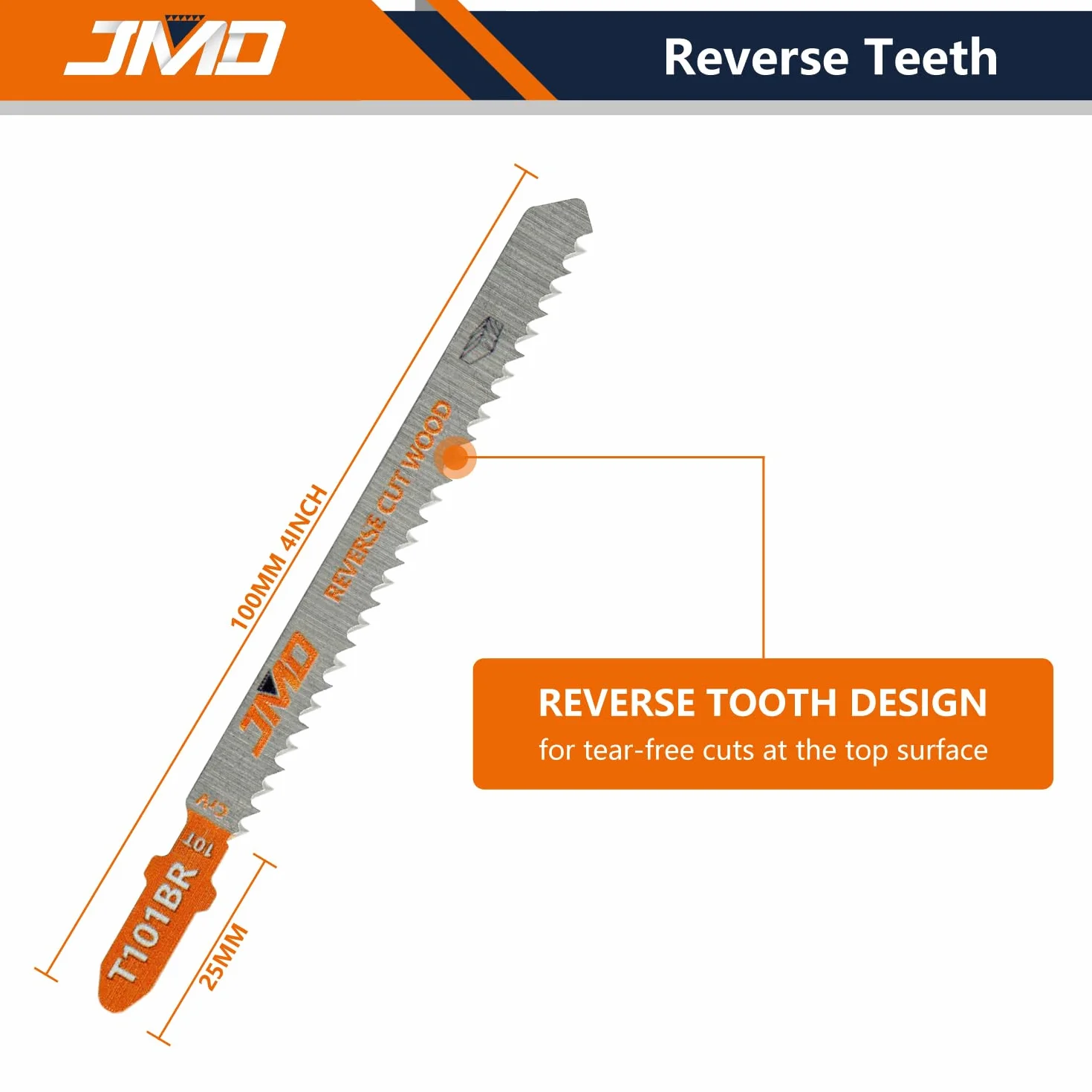 JMD 30 x T101BR Hoja de sierra caladora para madera con corte hacia atrás 100mm 10TPI Hojas de sierra caladora para madera Accesorios para sierra caladora
