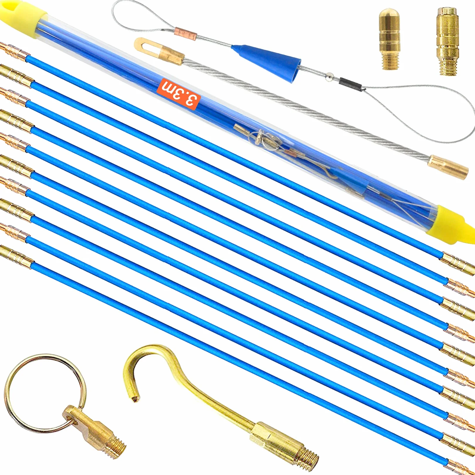 Juego de varillas pasacables de fibra de vidrio 33cm