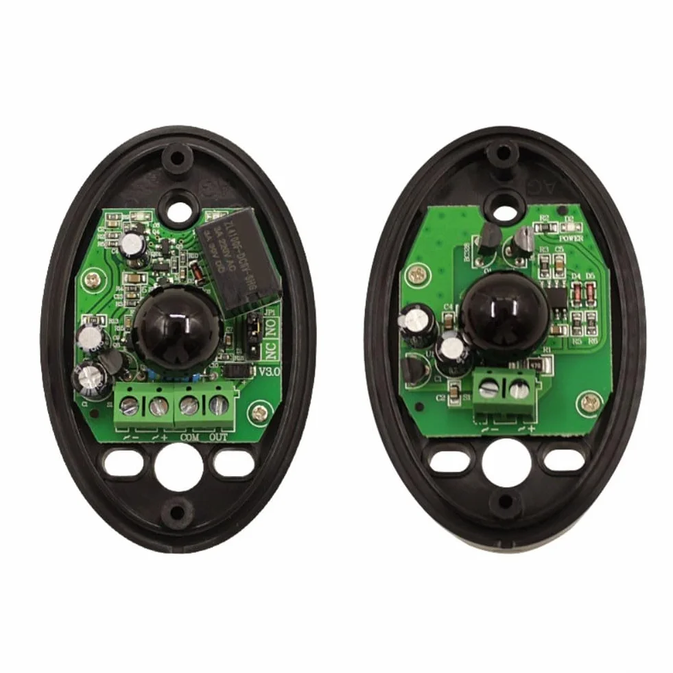 Abo-20L - Barrera de luz infrarroja (alcance de 20 m, DC12-24 V, resistente a la intemperie, conmutación AGC para puerta de garaje, sensor de seguridad, color negro)