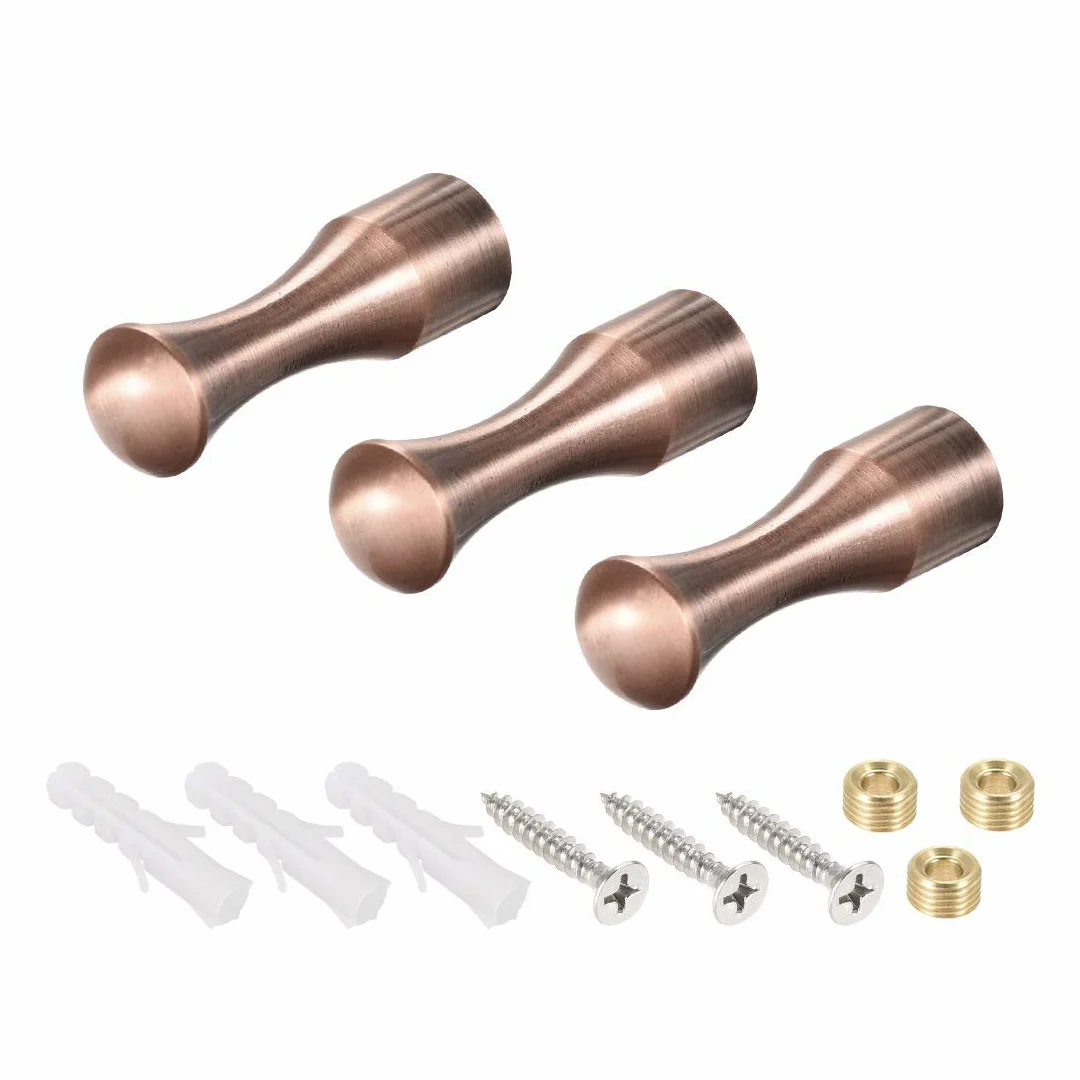 sourcing map Gancho de pared para toalla de baño, ganchos para colgar en la pared, 14 x 45 mm (DXL) de cobre cepillado, 3 unidades