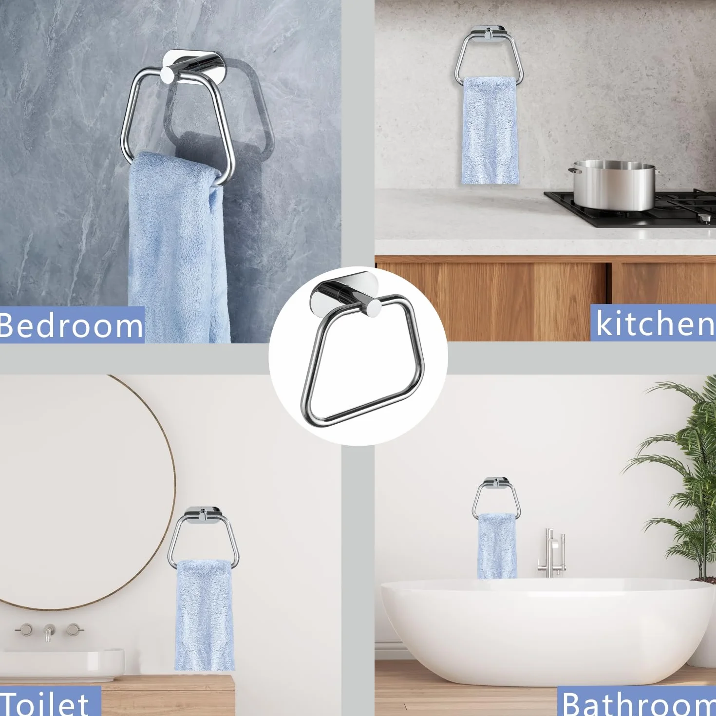 Toallero Autoadhesivo Acero Inoxidable 304 para Baño, Gancho Toalla Escalera, Montaje Pared sin Taladrar Cromo