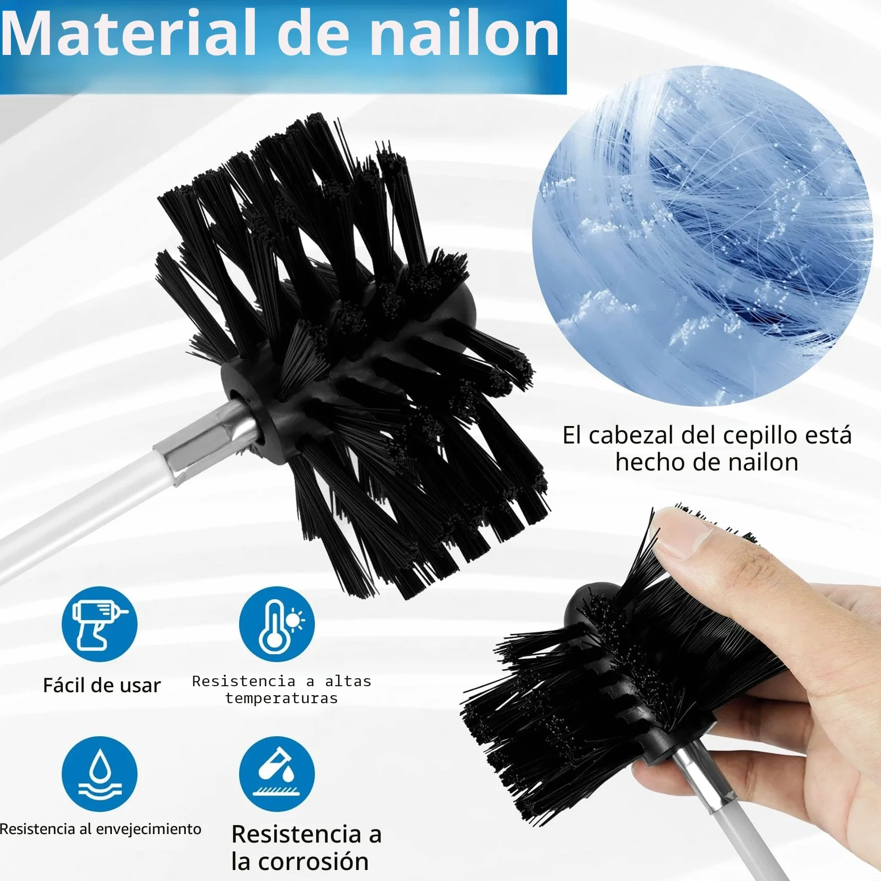 24 Piezas Cepillo De Chimenea Kit,Cepillo Limpieza Chimenea,Kit de Cepillo Limpieza Chimenea,Cepillo para Limpiar Chimeneas Incluye 20 varillas, 2 cabezales, 1 conector y 1 bolsa de almacenamiento