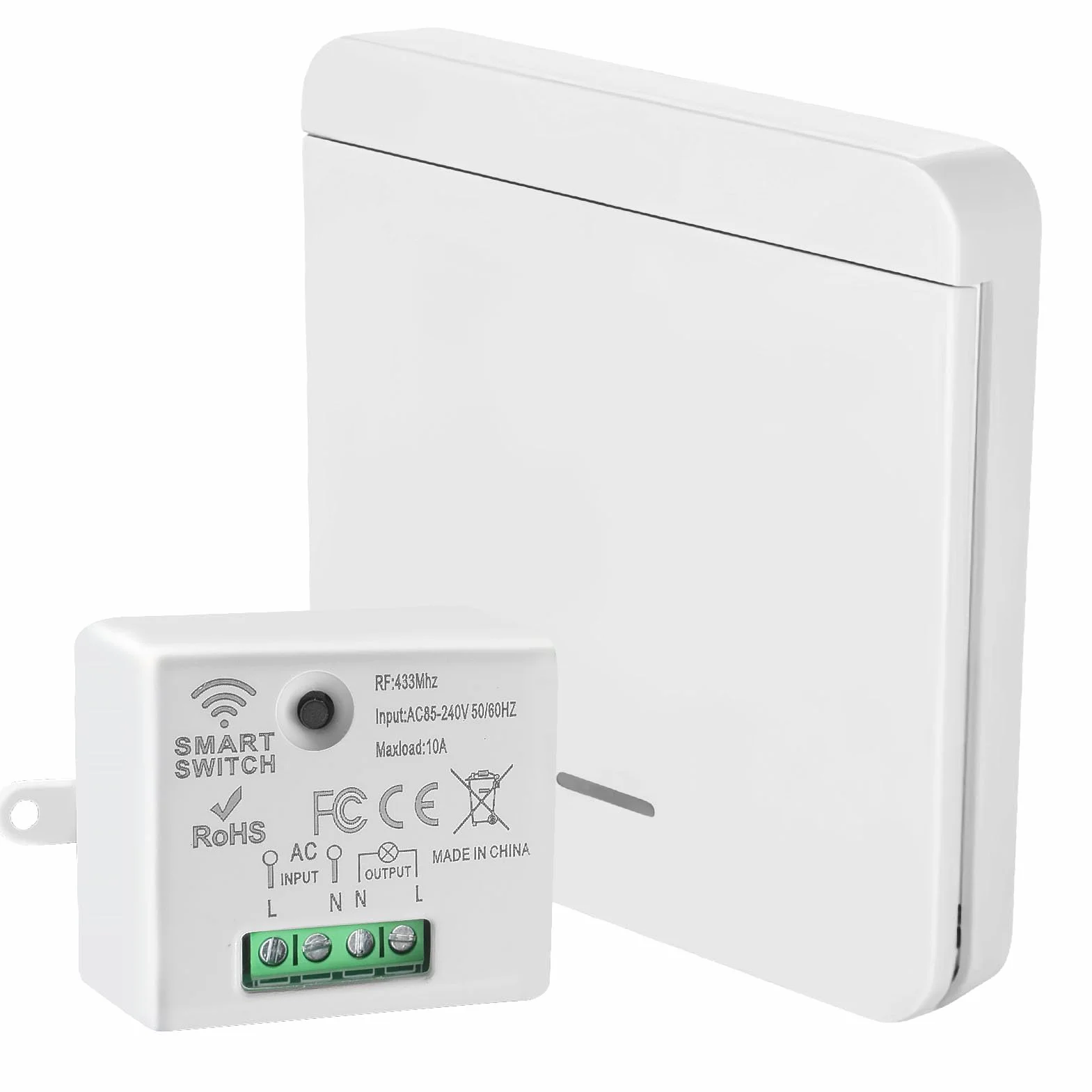 Interruptor de luz Inalámbrico Kit Interruptor Luces Inalambrico 230V Interruptor de Seguridad del Transmisor RF y Controlador Receptor 10A Alcance 50m No Requiere Cableado para Lámpara Hasta 2300W