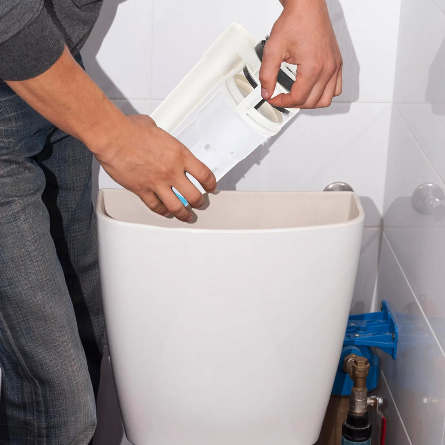 Válvula de Llenado para Cisterna Wc, Kit 1 Juego Botón Abs | Descarga Automática, Mecanismo de Doble Pulsador, Repuesto para Tanque de Agua, Piezas Duraderas